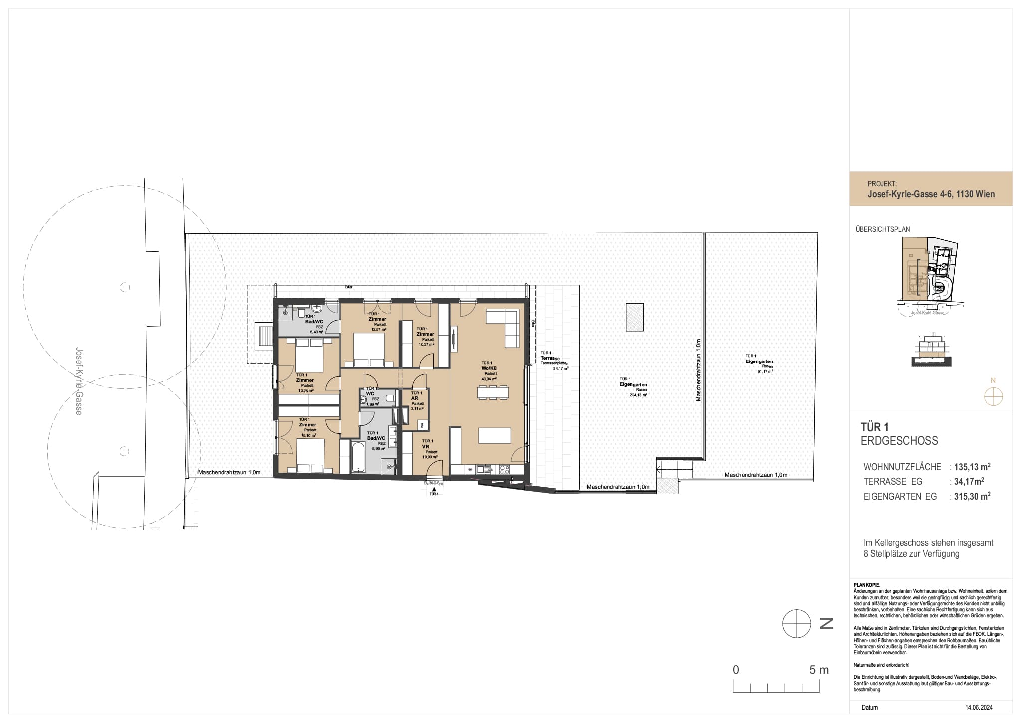 Grundriss Top 1 — The Modeen — 4 Zimmer — 135,1 m² — Ground floor — South-facing