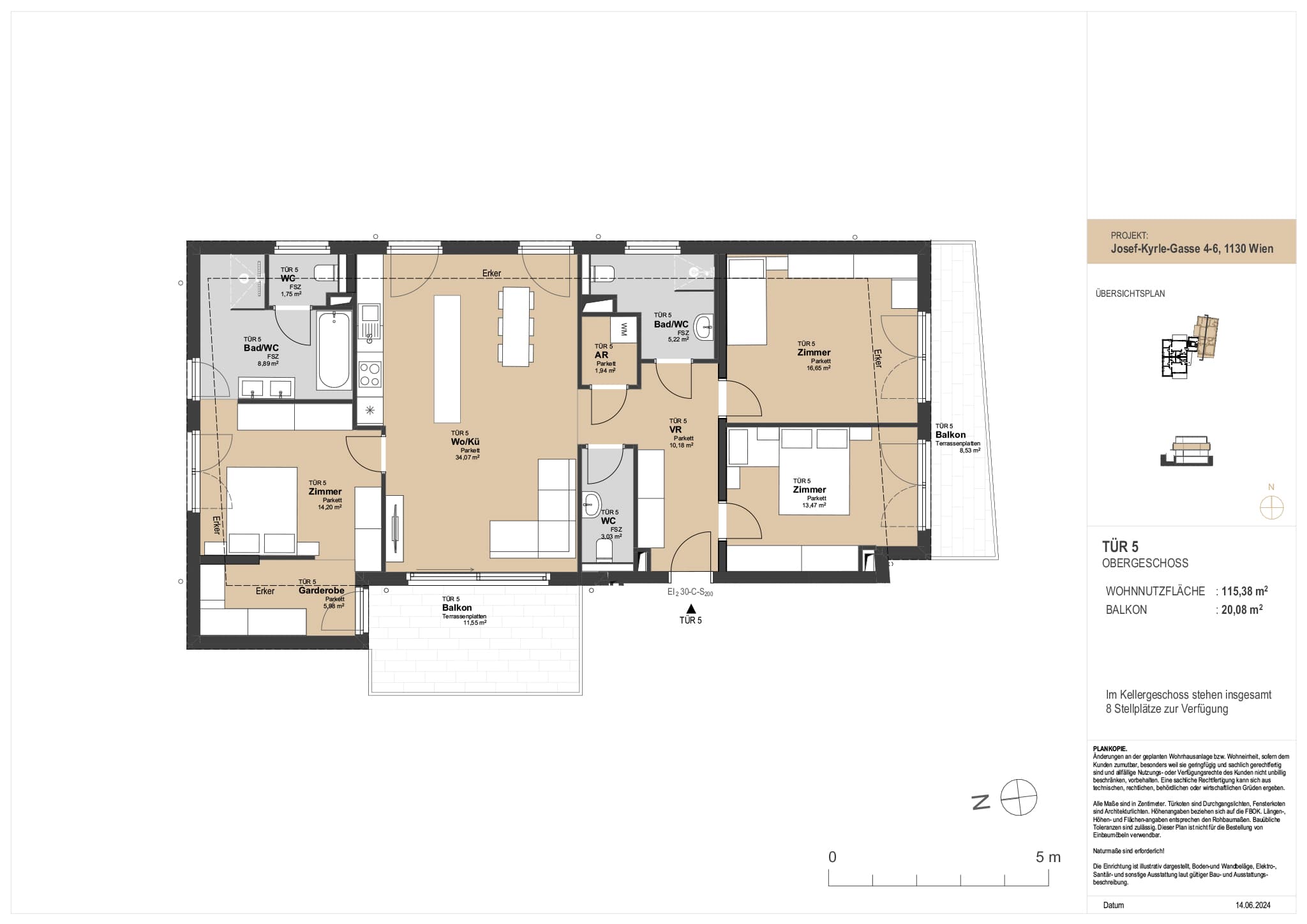 Grundriss Top 5 — The Modeen — 4 Zimmer — 115,4 m² — 1st floor — South-facing