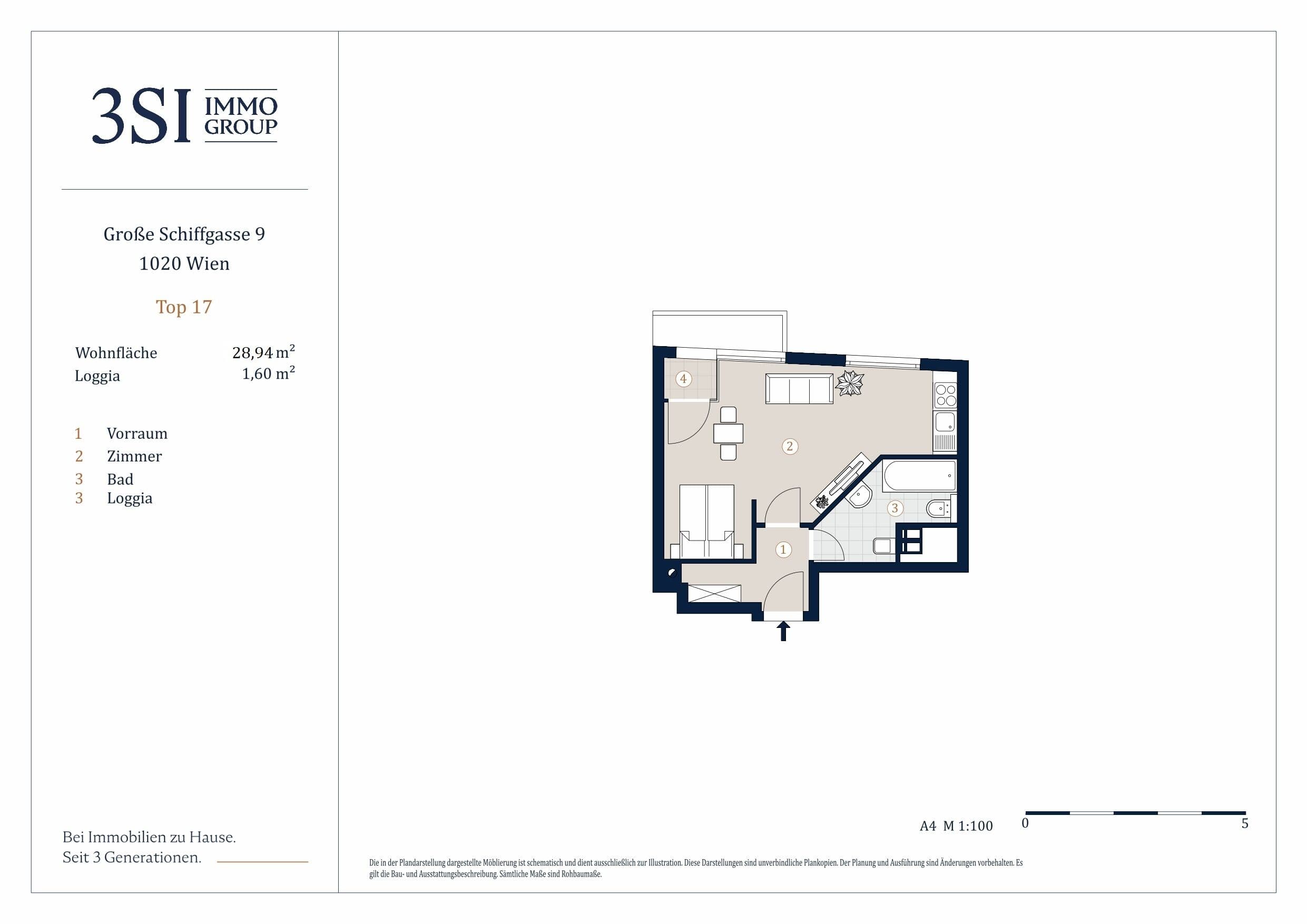 Grundriss Top 17 — The Pearl - Am Karmelitermarkt — 1 Zimmer — 28,9 m² — 5th floor
