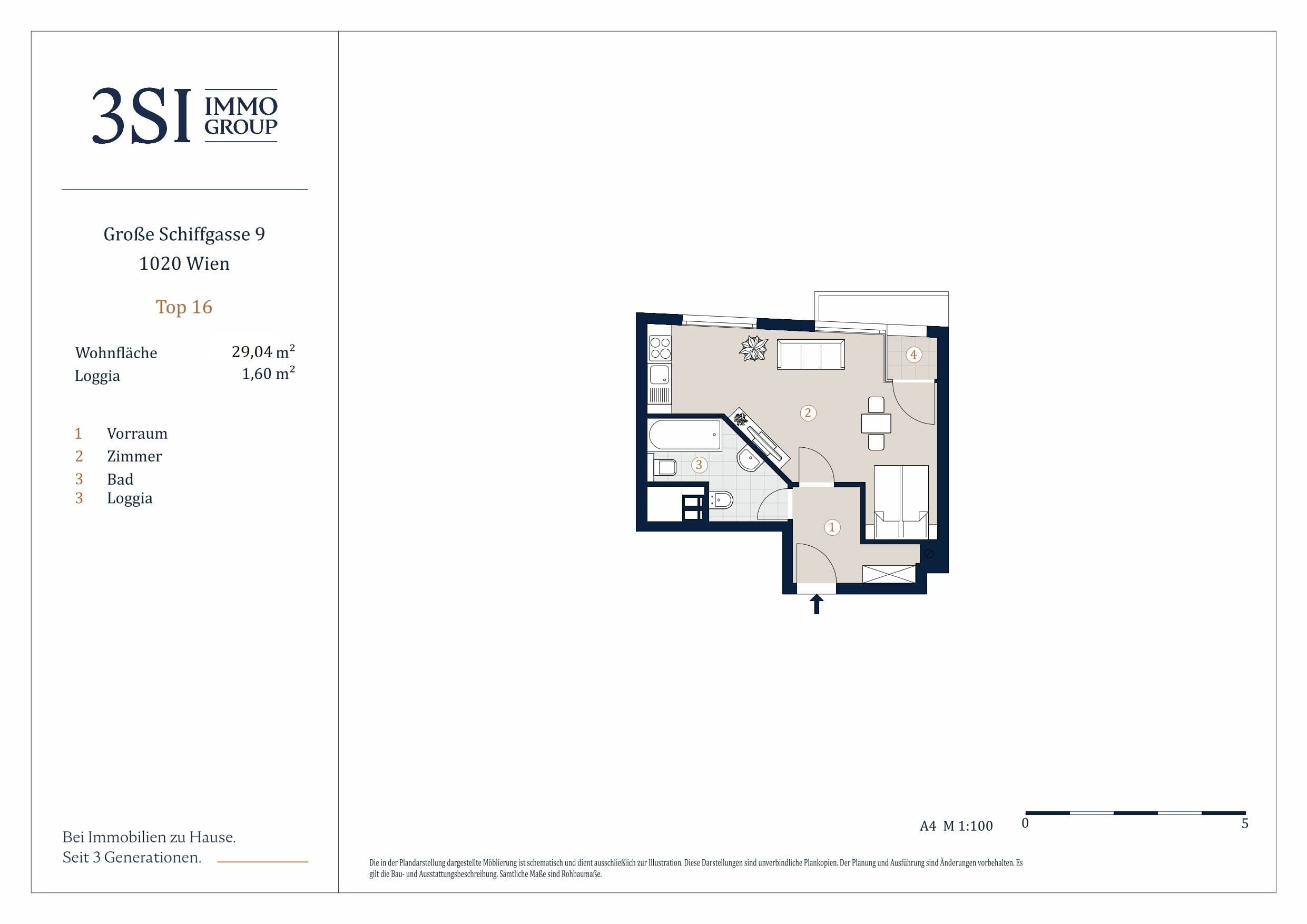 Grundriss Top 16 — The Pearl - Am Karmelitermarkt — 1 Zimmer — 29 m² — 5th floor