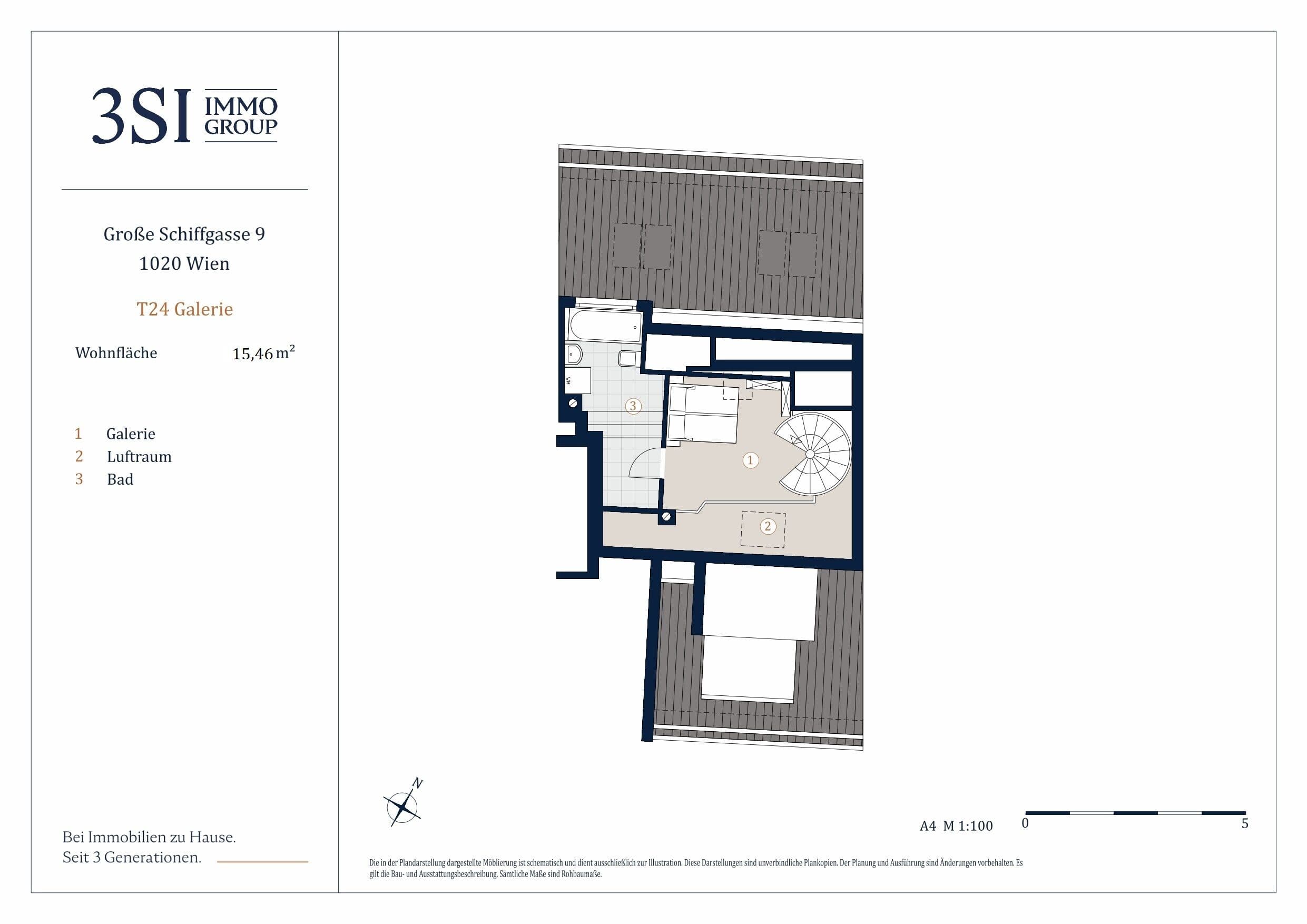 Grundriss Top 24 — The Pearl - Am Karmelitermarkt — 3 Zimmer — 72,4 m² — 1st attic floor