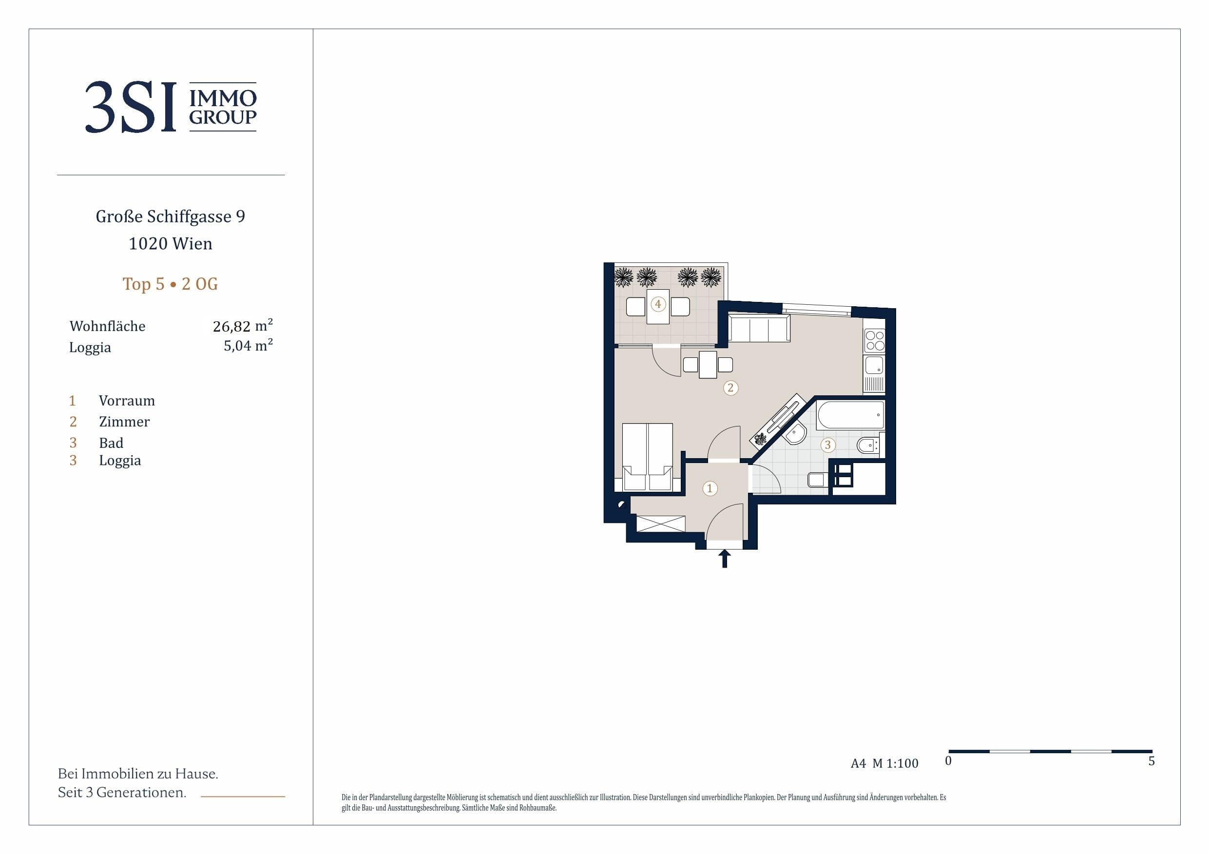 Grundriss Top 5 — The Pearl - Am Karmelitermarkt — 1 Zimmer — 26,8 m² — 2nd floor
