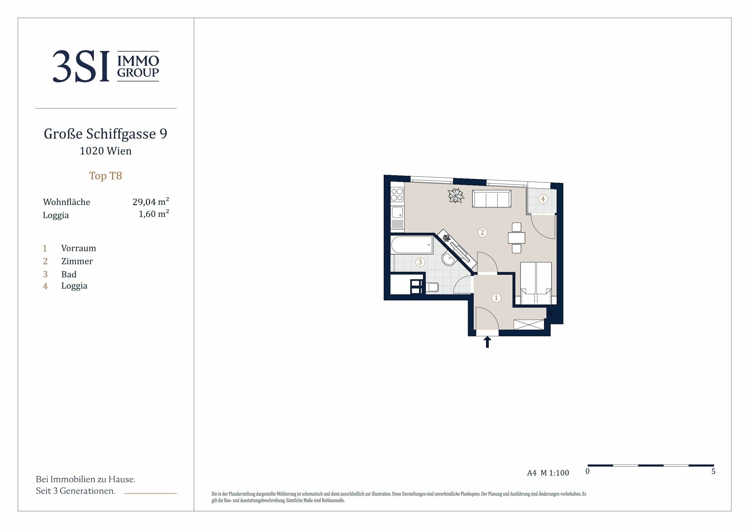Grundriss Top 8 — The Pearl - Am Karmelitermarkt — 1 Zimmer — 29 m² — 3rd floor
