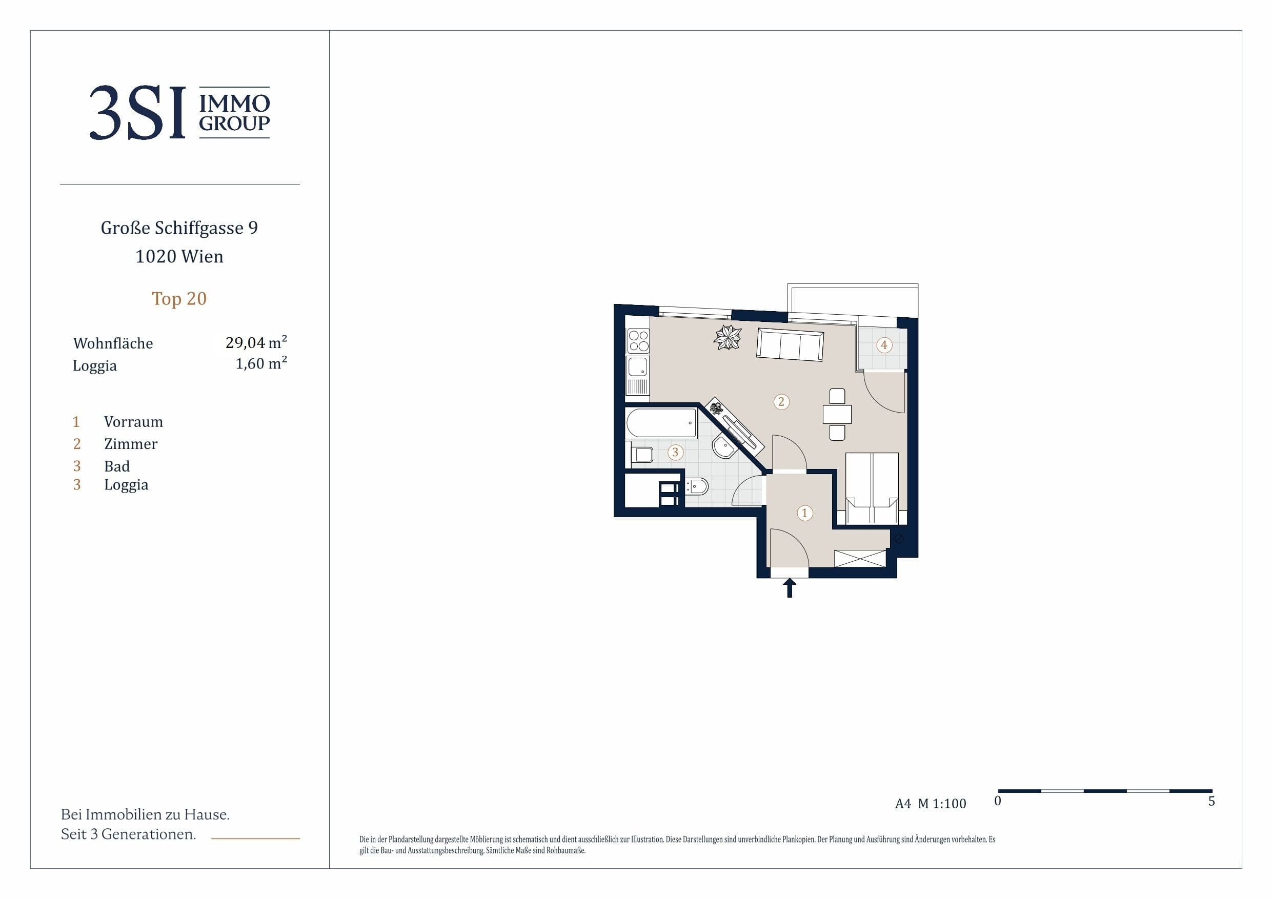 Grundriss Top 20 — The Pearl - Am Karmelitermarkt — 1 Zimmer — 29 m² — 6th floor