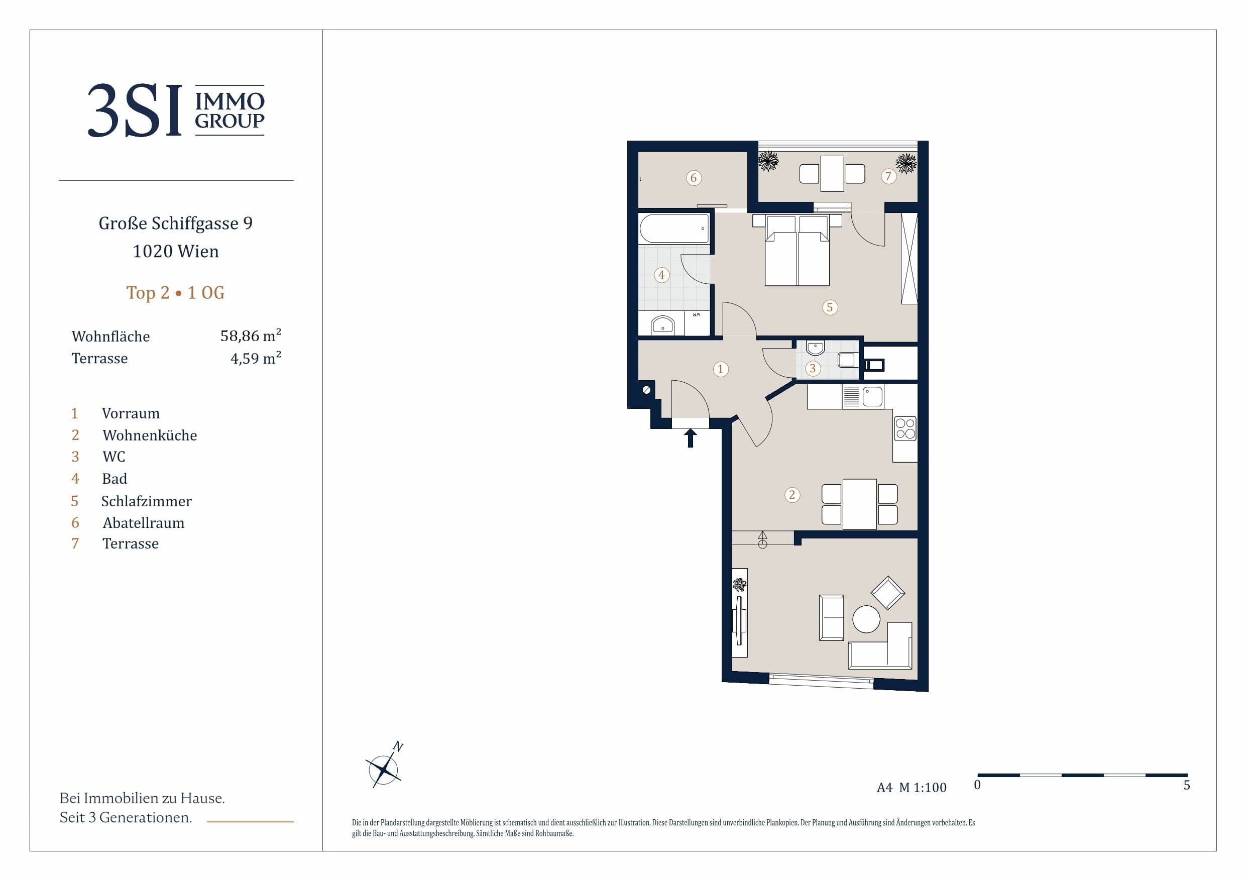 Grundriss Top 2 — The Pearl - Am Karmelitermarkt — 2 Zimmer — 58,9 m² — 1st floor