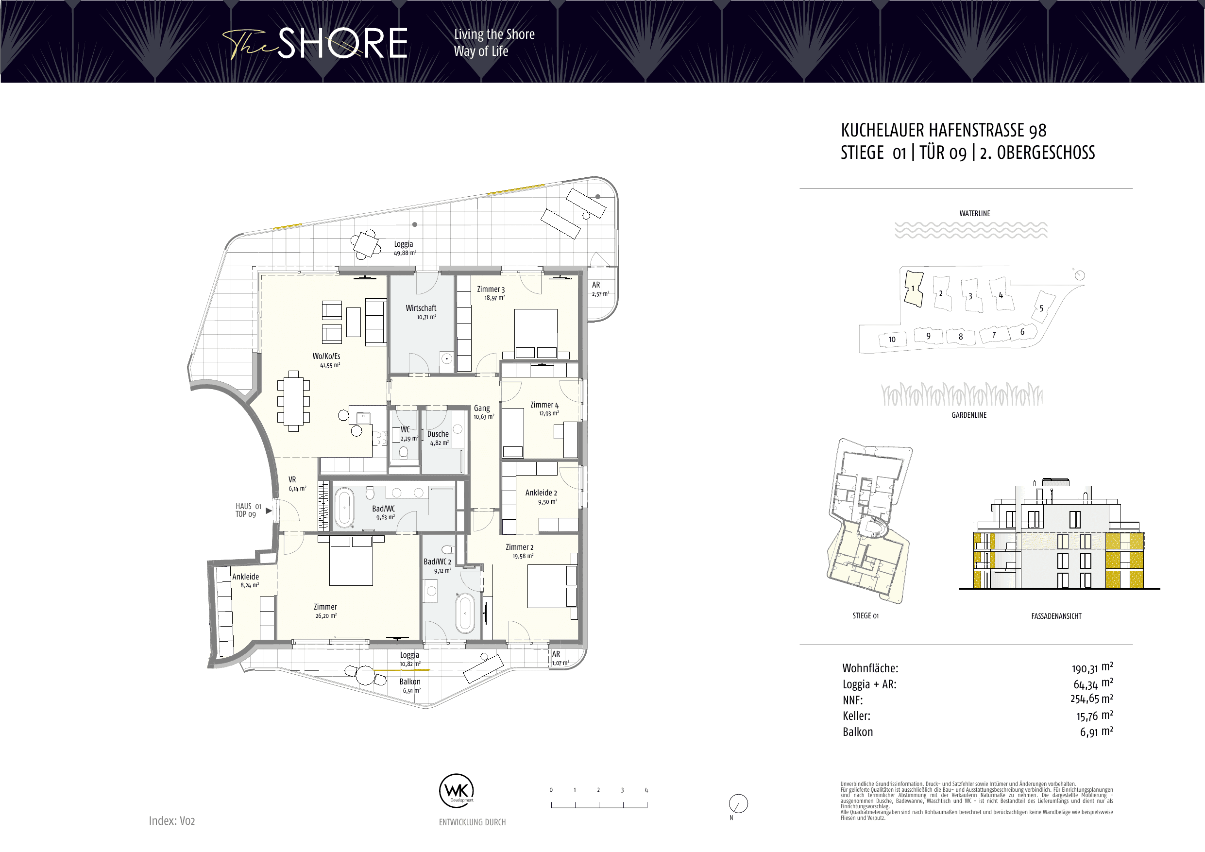 Grundriss Top 01-9 — The Shore — 5 Zimmer — 190,3 m² — 2nd floor — Outdoor 71.36 m²