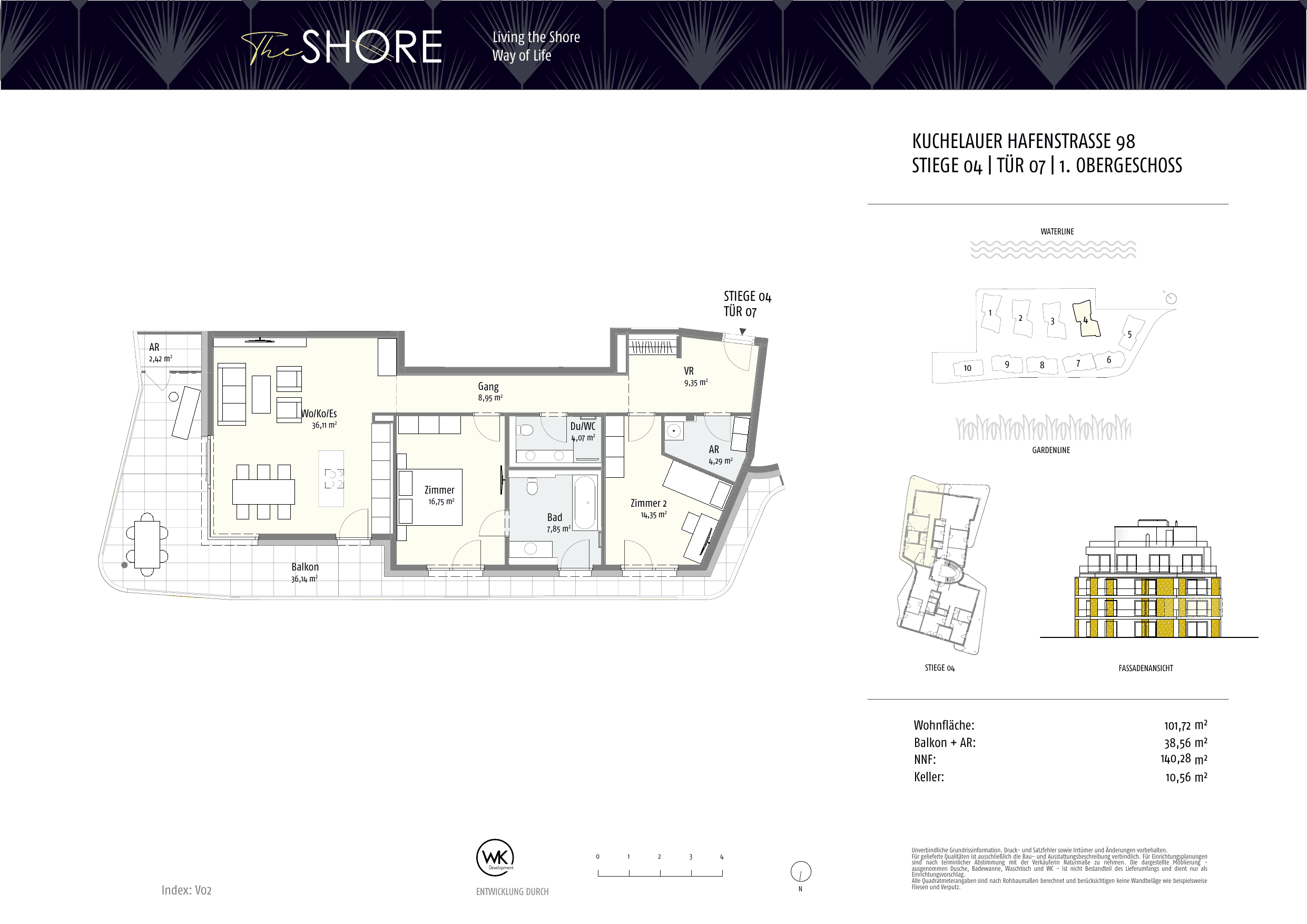 Grundriss Top 04-7 — The Shore — 3 Zimmer — 101,8 m² — 1st floor — Outdoor 39.34 m²