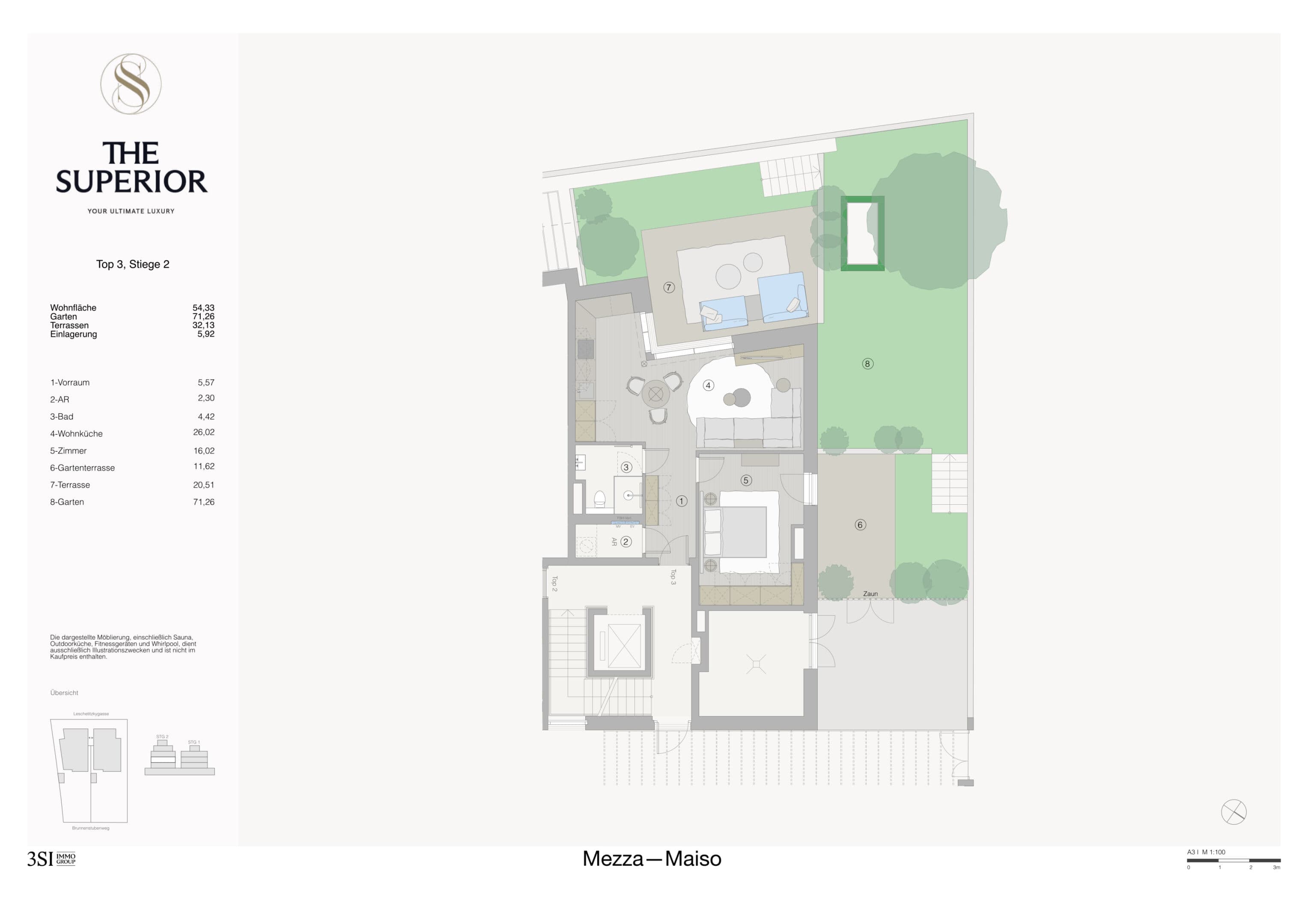 Grundriss Top 2/3 — The Superior — 2 Zimmer — 54,3 m² — 1st floor