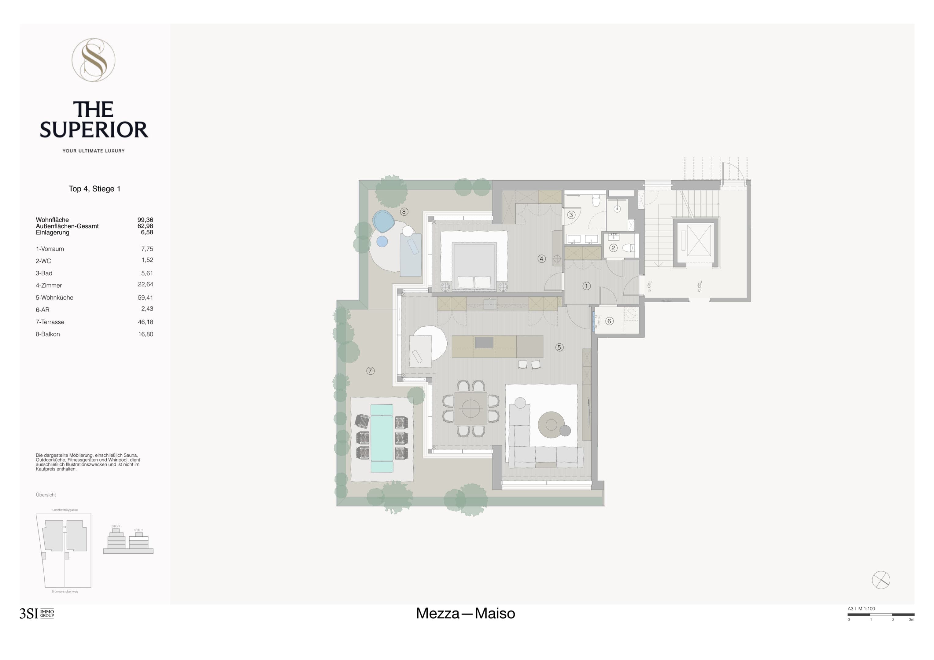 Grundriss Top 1/4 — The Superior — 2 Zimmer — 99,4 m² — 1st attic floor — Grundriss 2/3