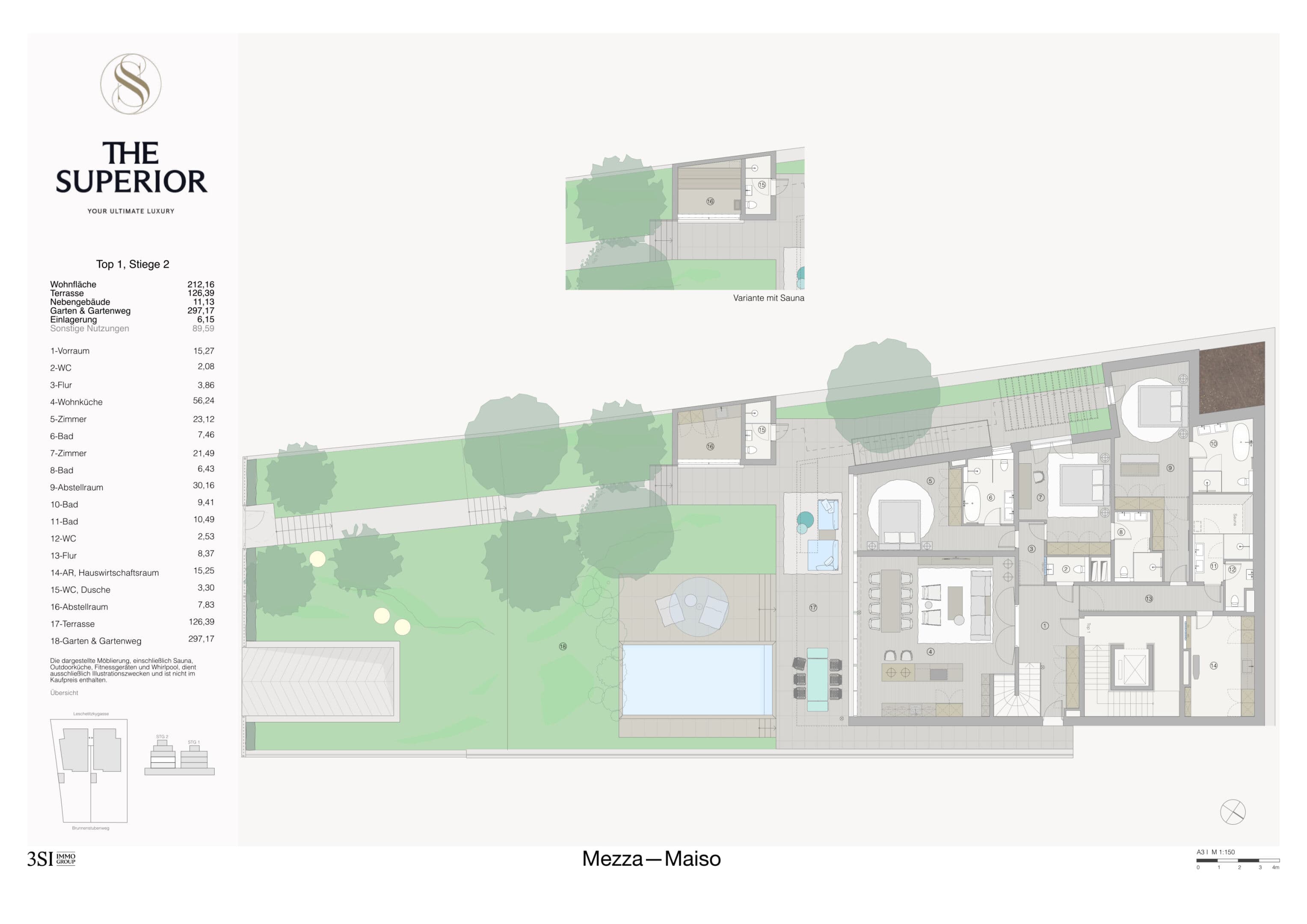 Grundriss Top 2/1 — The Superior — 5 Zimmer — 212,2 m² — Ground floor — Grundriss 1/2