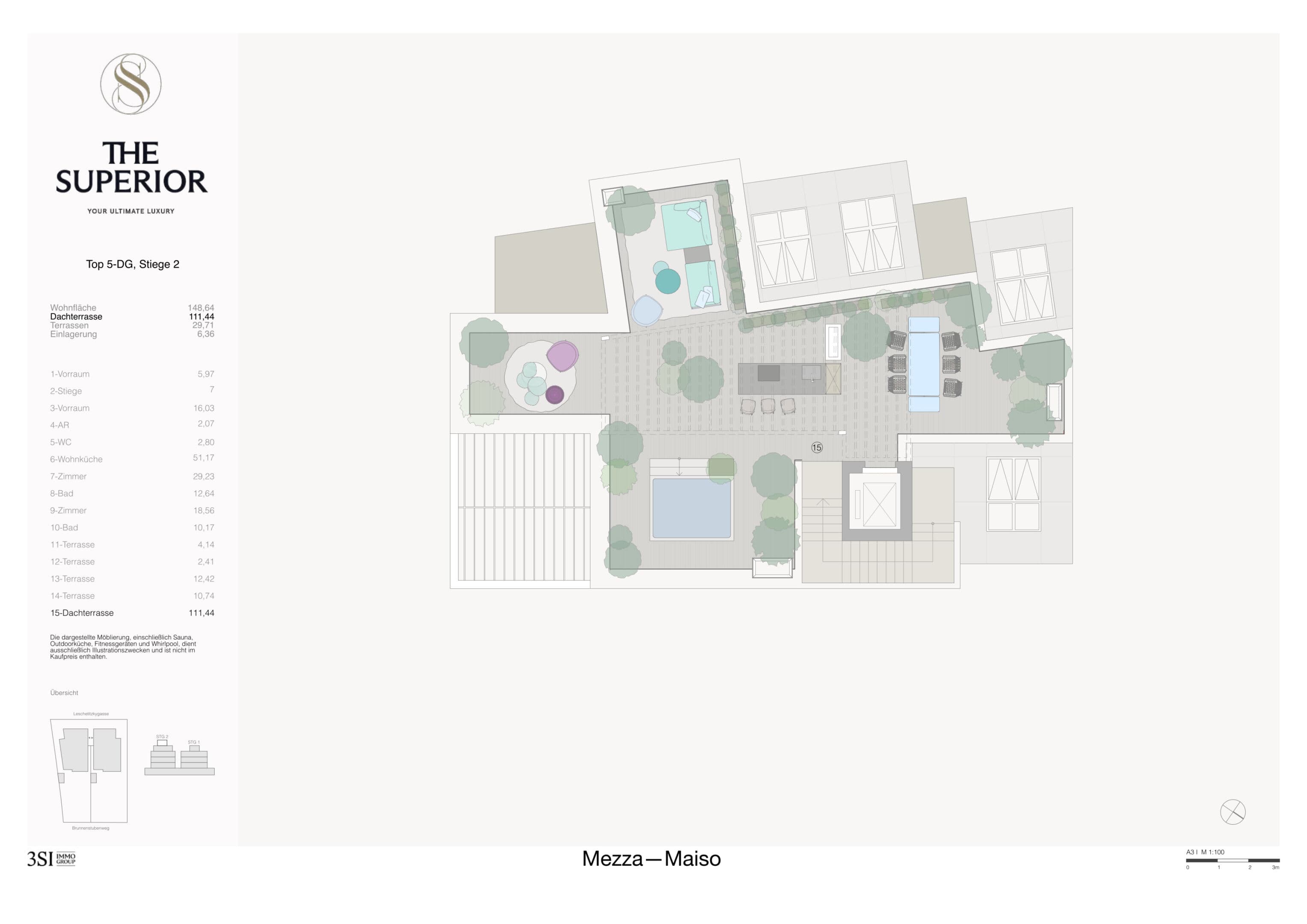 Grundriss Top 2/5 — The Superior — 3 Zimmer — 148,6 m² — 2nd attic floor — Grundriss 1/2