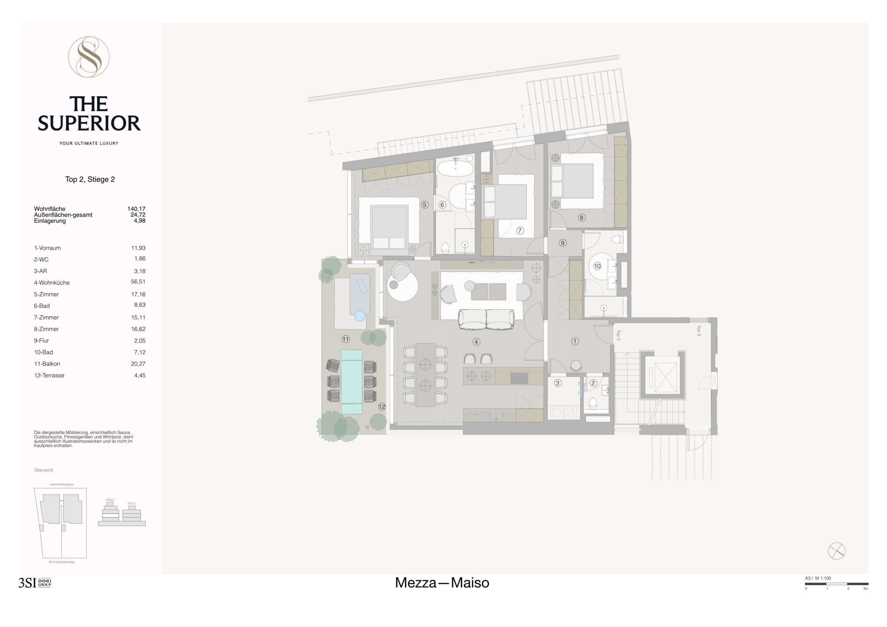 Grundriss Top 2/2 — The Superior — 4 Zimmer — 140,2 m² — 1st floor