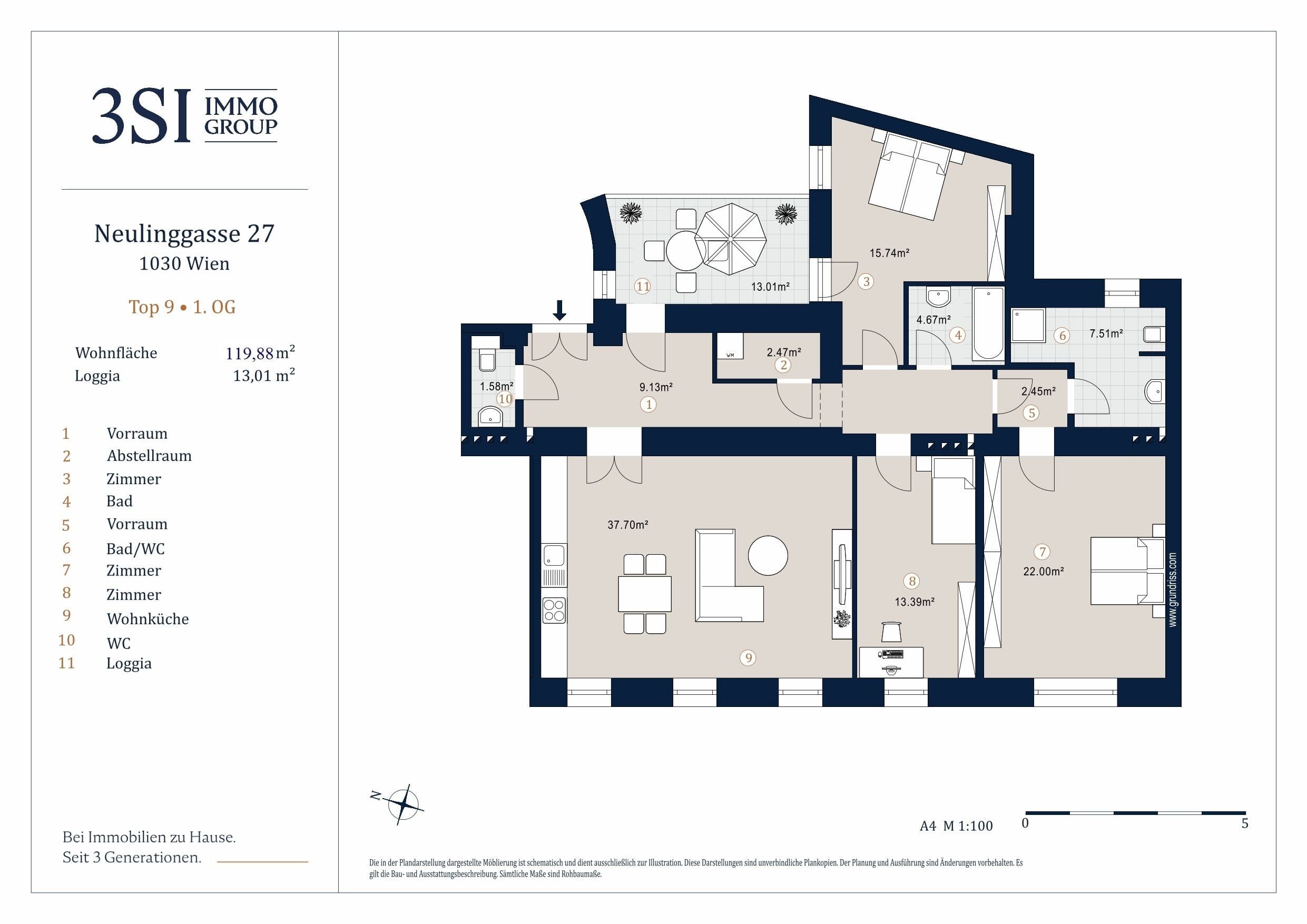 Grundriss Top 9 — The TAILORED — 4 Zimmer — 119,9 m² — 1st floor