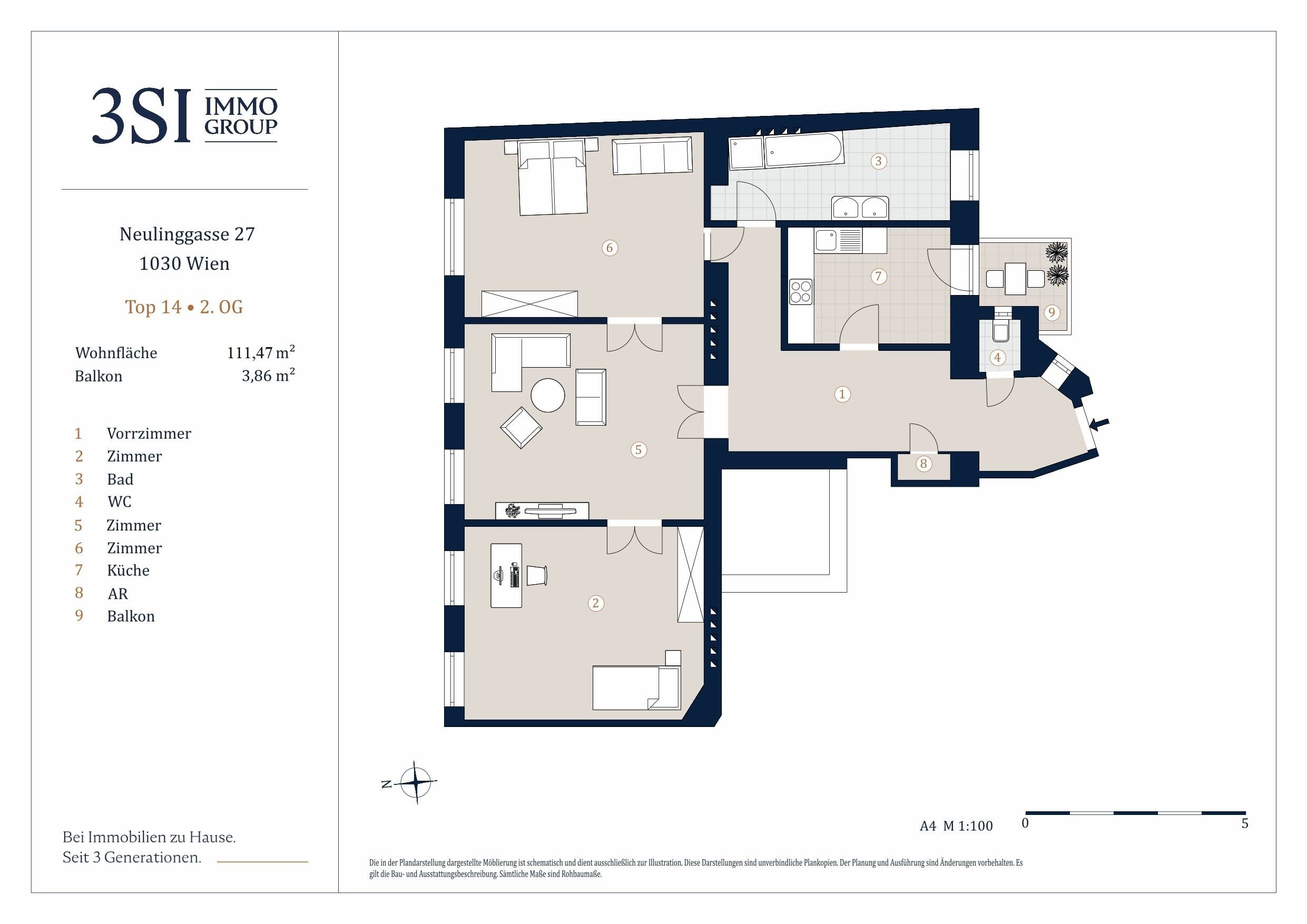 Grundriss Top 14 — The TAILORED — 4 Zimmer — 111,5 m² — 2nd floor
