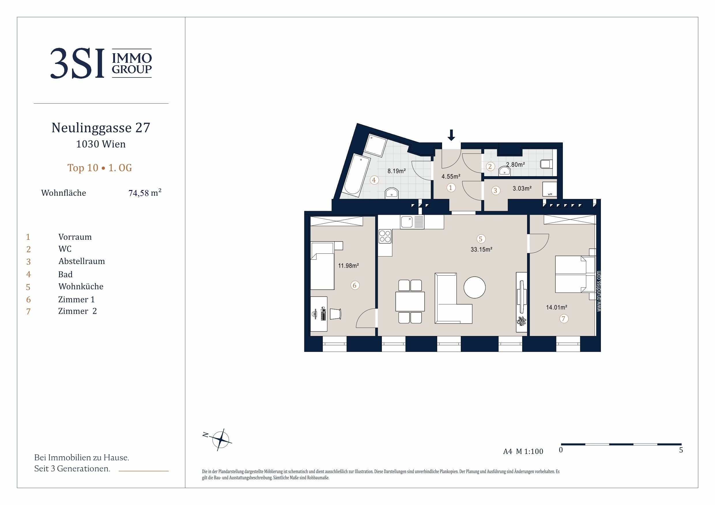 Grundriss Top 10 — The TAILORED — 3 Zimmer — 74,6 m² — 1st floor