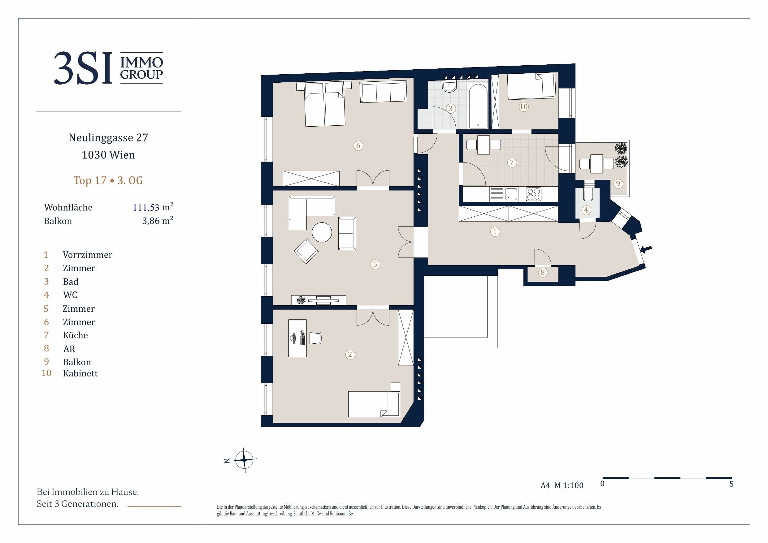Grundriss Top 17 — The TAILORED — 4 Zimmer — 111,5 m² — 3rd floor