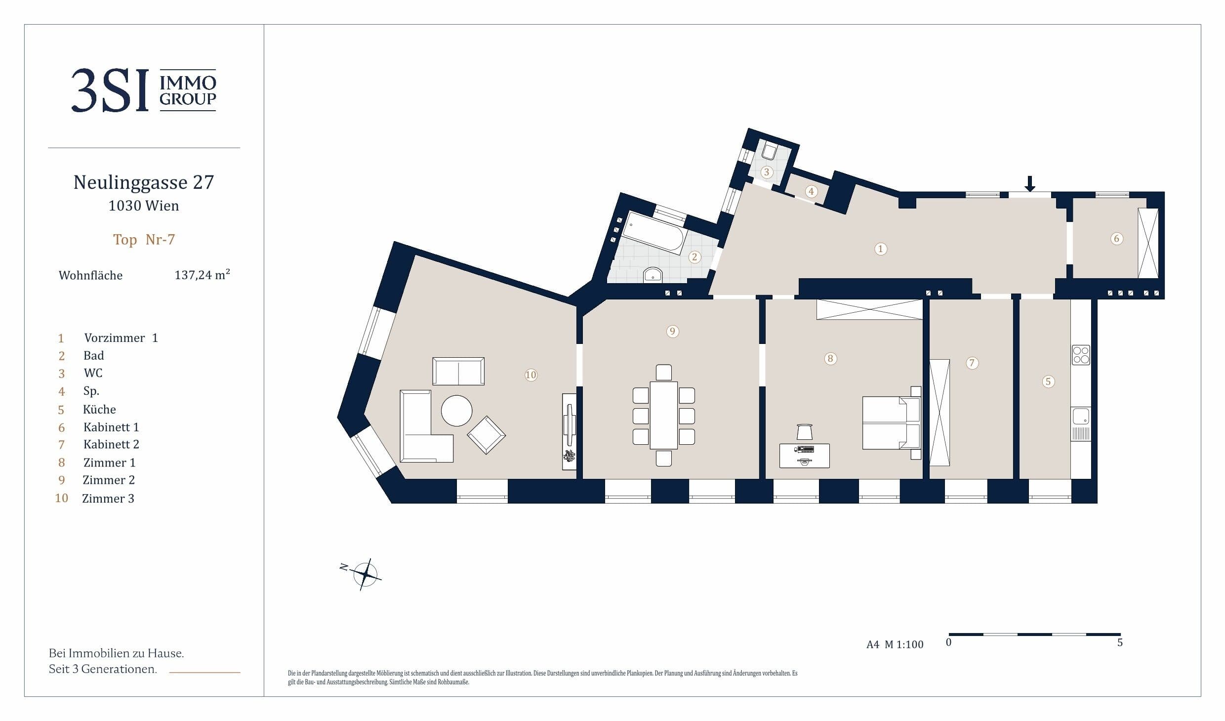 Grundriss Top 7 — The TAILORED — 5 Zimmer — 133,4 m² — Mezzanine