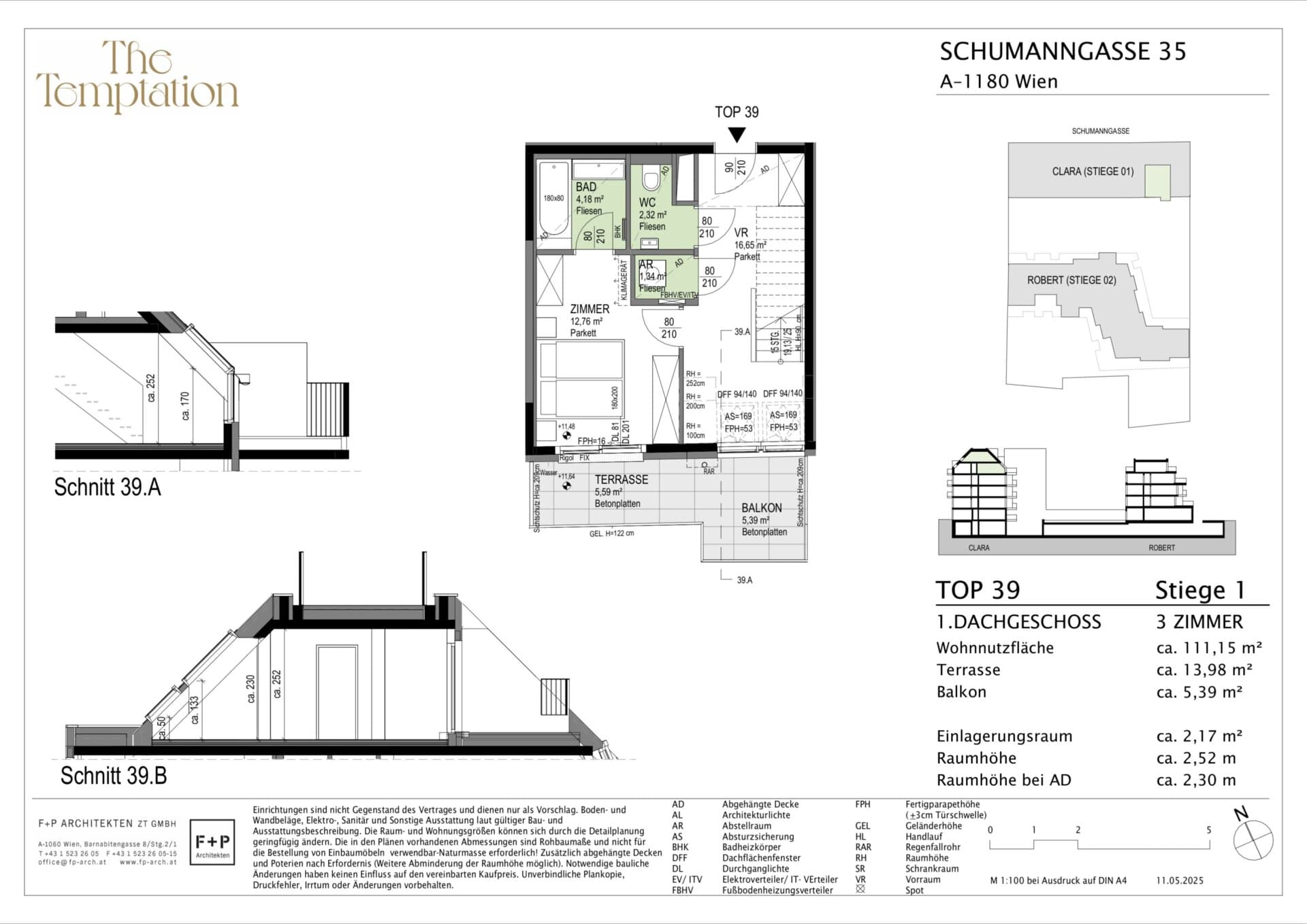 Grundriss Top 1/39 — The Temptation — 3 Zimmer — 111,2 m² — 1st attic floor / 2nd attic floor — S, W — Grundriss 3/3