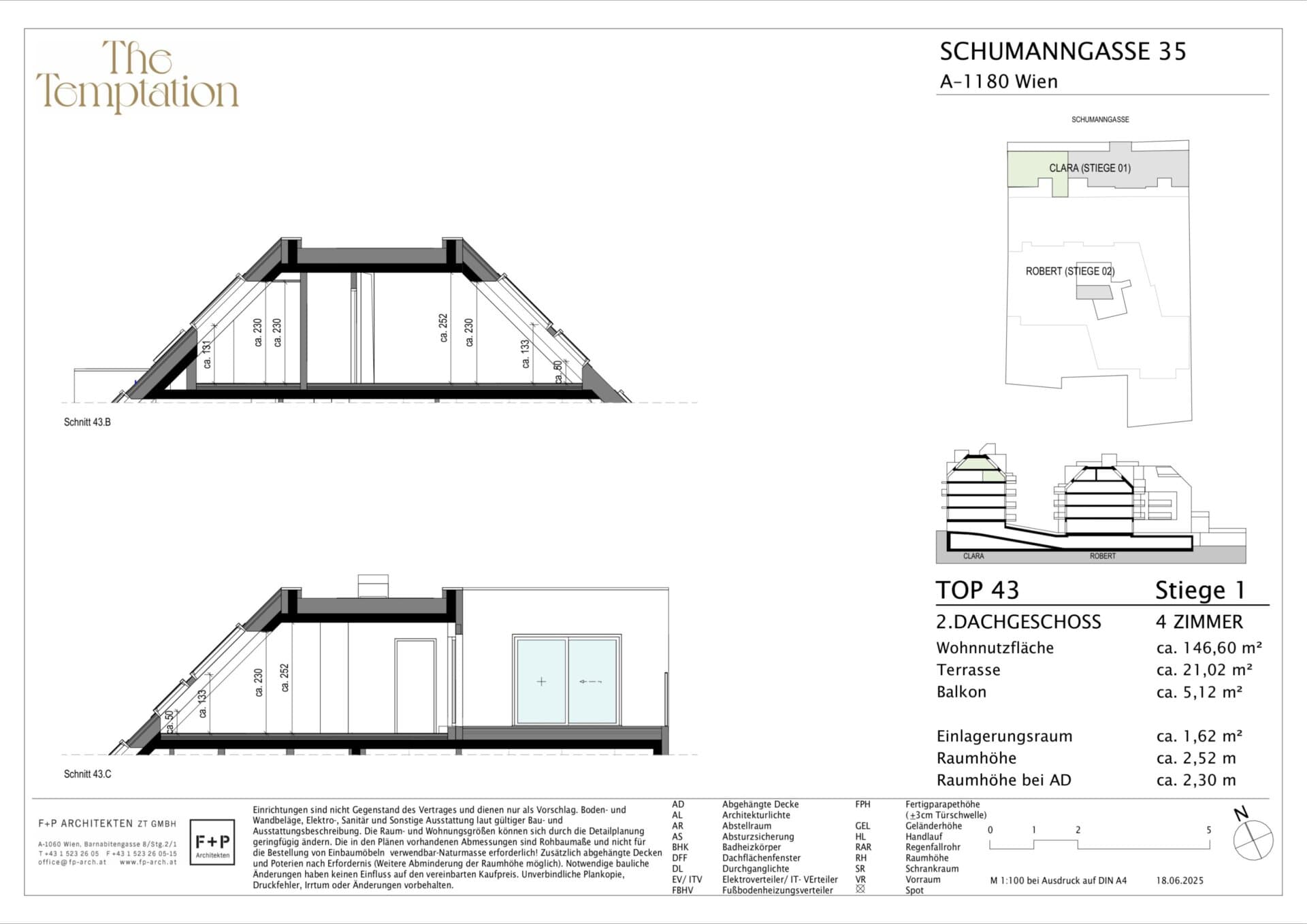 Grundriss Top 1/43 — The Temptation — 4 Zimmer — 146,6 m² — 1st attic floor / 2nd attic floor — S, W — Grundriss 4/4