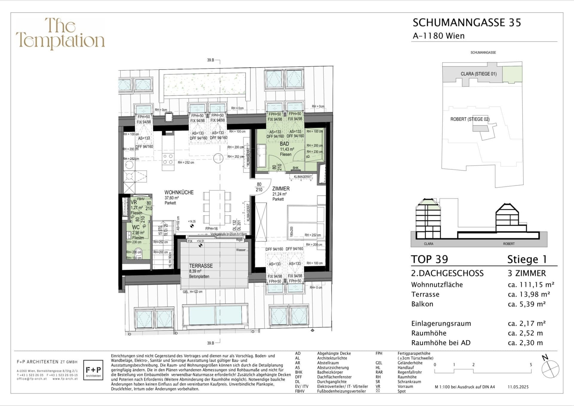 Grundriss Top 1/39 — The Temptation — 3 Zimmer — 111,2 m² — 1st attic floor / 2nd attic floor — S, W — Grundriss 2/3