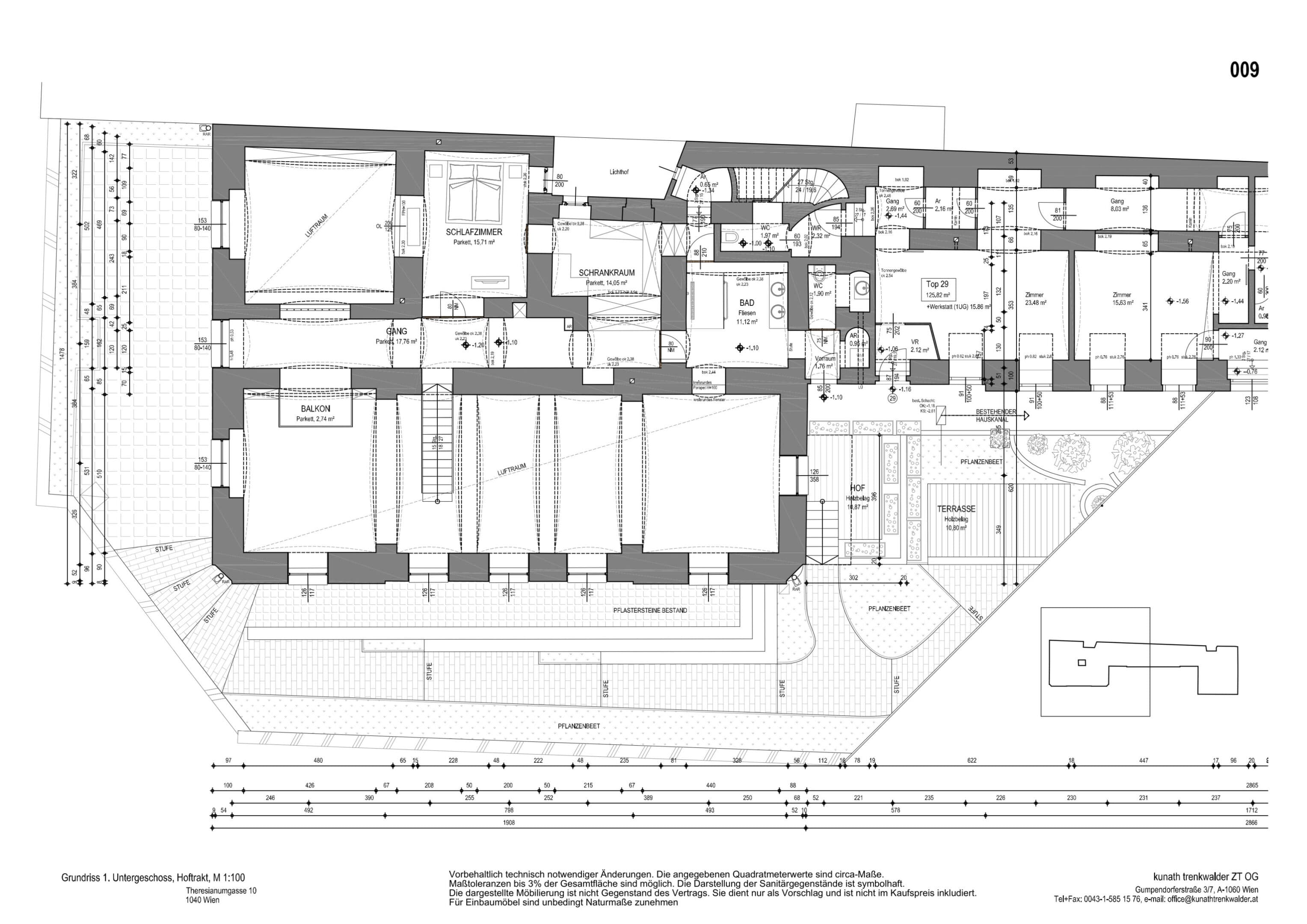 Grundriss Top II/3 — Wohnen beim Schloss Belvedere – Theresianumgasse 10 — 3.5 Zimmer — 242,5 m² — Ground floor / Rooftop — Innenhof, Garten, Terrasse — Grundriss 4/4