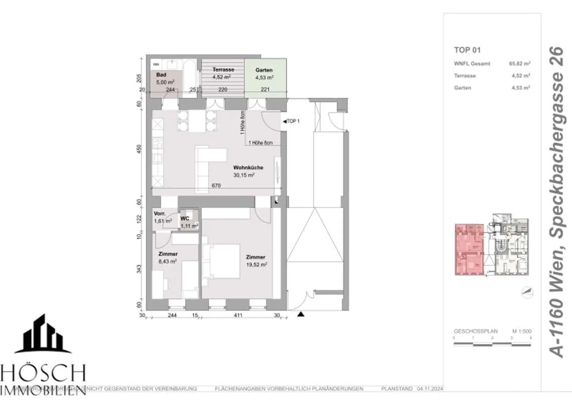 Grundriss TL16-W-EG-3Z-65.82 — Timeless 16 — 3 Zimmer — 65,8 m² — Ground floor — O