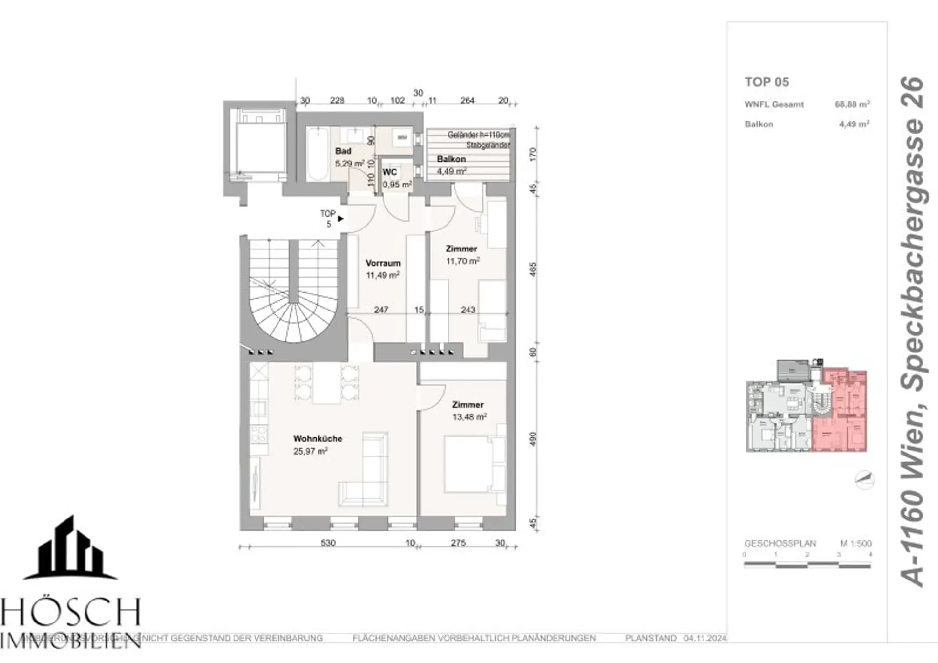 Grundriss TL16-W-2OG-3Z-68.88 — Timeless 16 — 3 Zimmer — 68,9 m² — 2nd floor — W