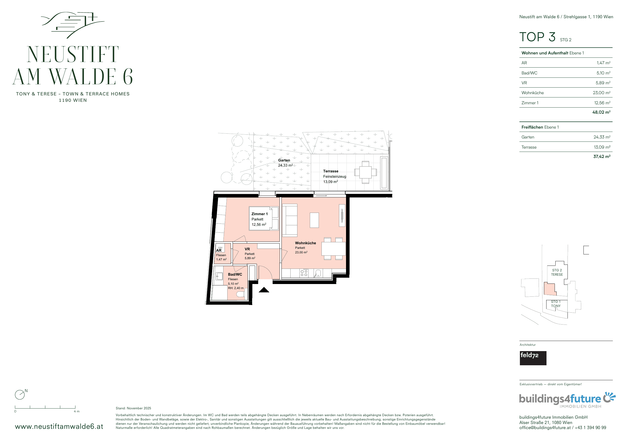 Grundriss Top 2.3 — Tony & Terese — 2 Zimmer — 48 m² — 1st floor