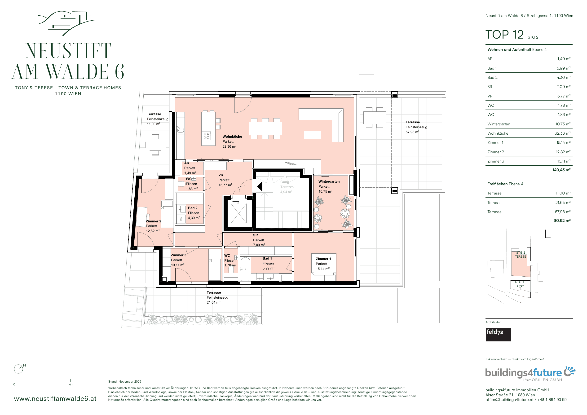 Grundriss Top 2.12 — Tony & Terese — 4 Zimmer — 149,4 m² — 4th floor / Attic floor