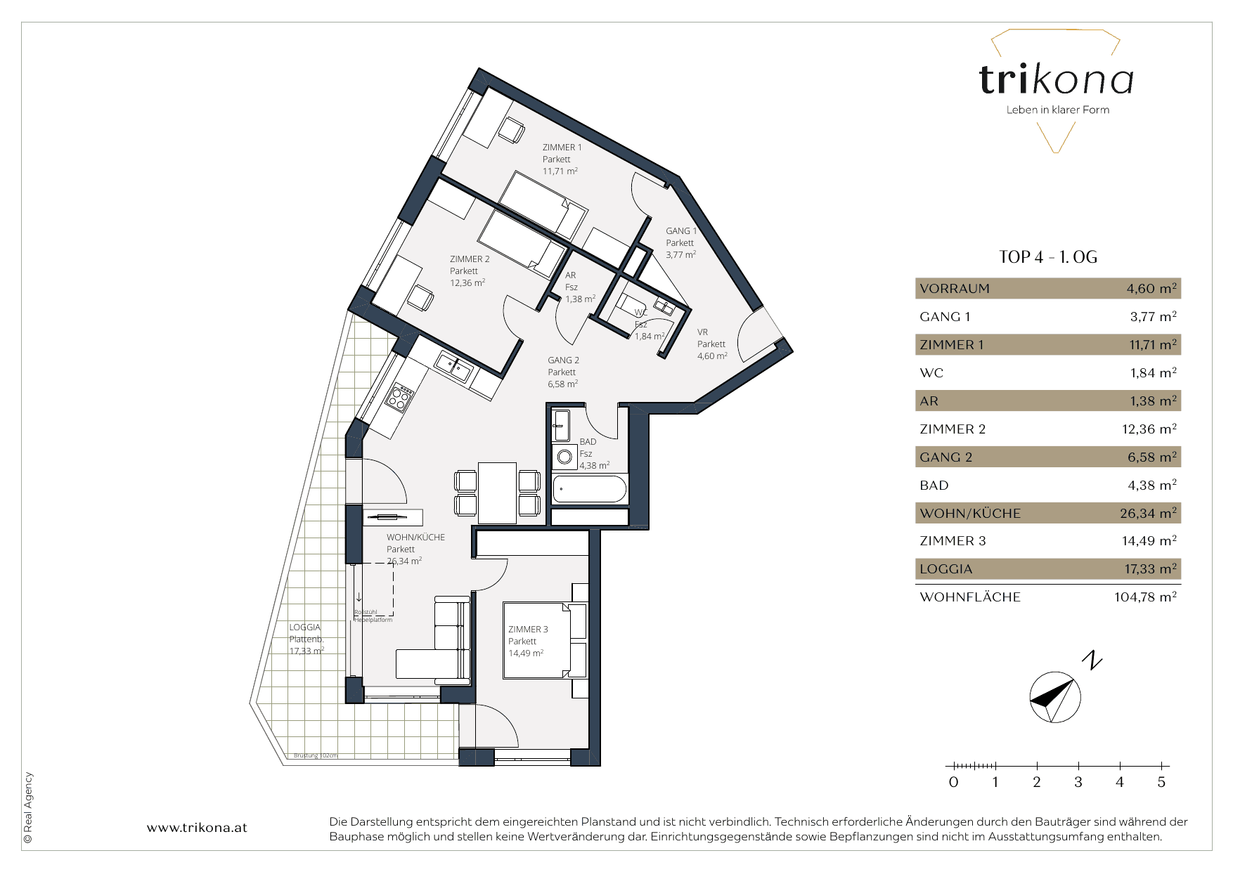 Grundriss Top 4 — Trikona — 4 Zimmer — 104,8 m²