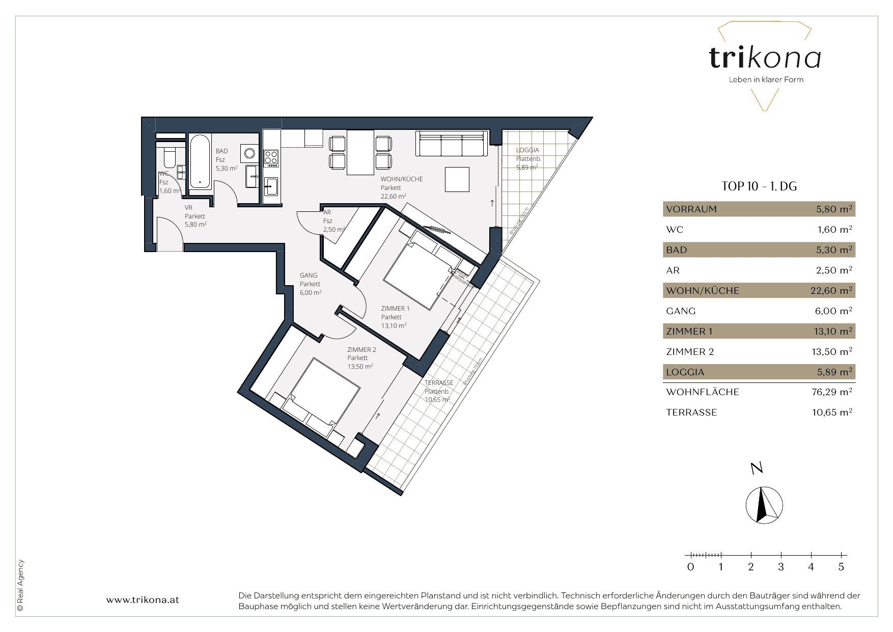 Grundriss Top 10 — Trikona — 3 Zimmer — 76,3 m²