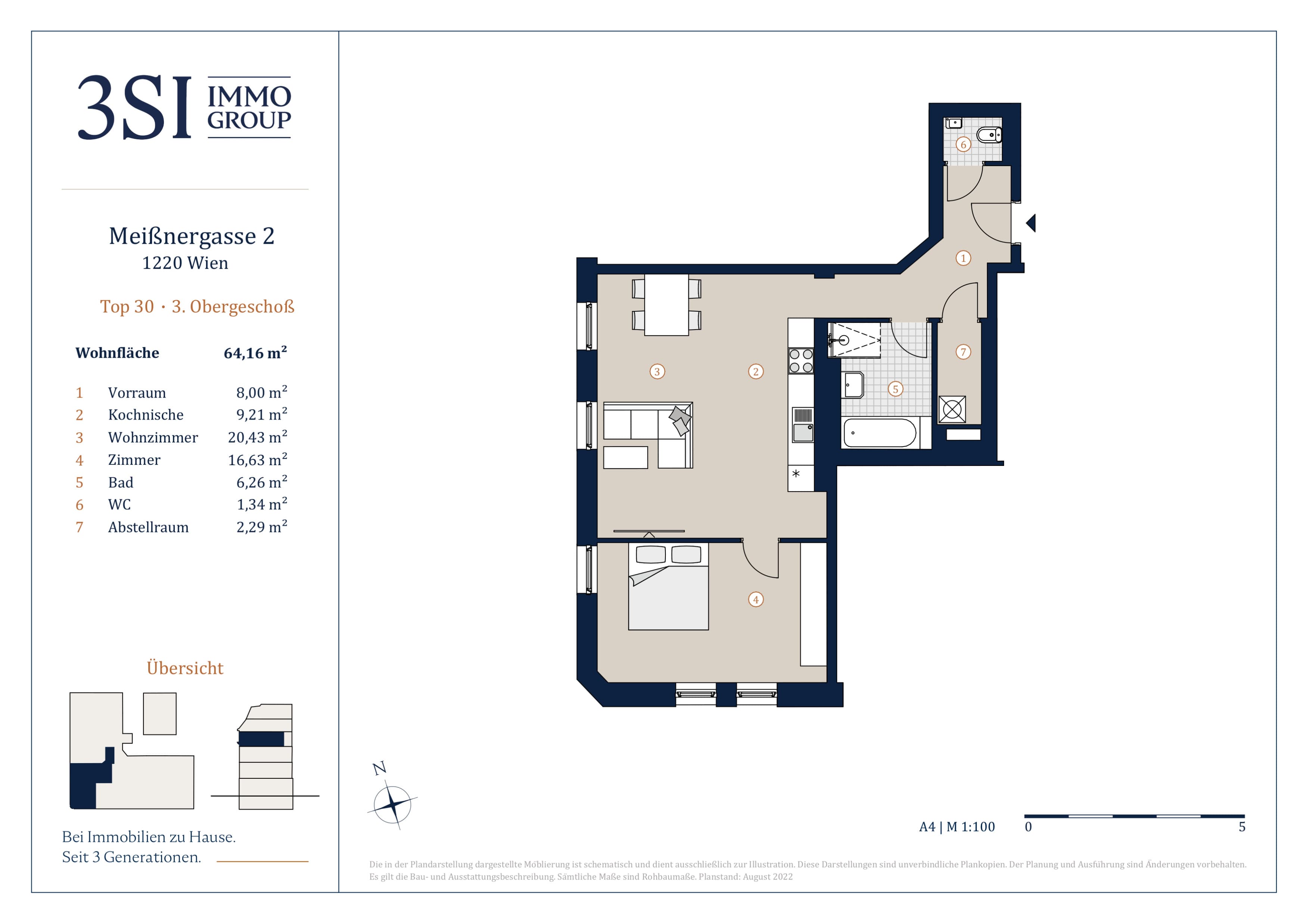 Grundriss Top 30 — Two Souls — 2 Zimmer — 64,9 m² — 3rd floor — W