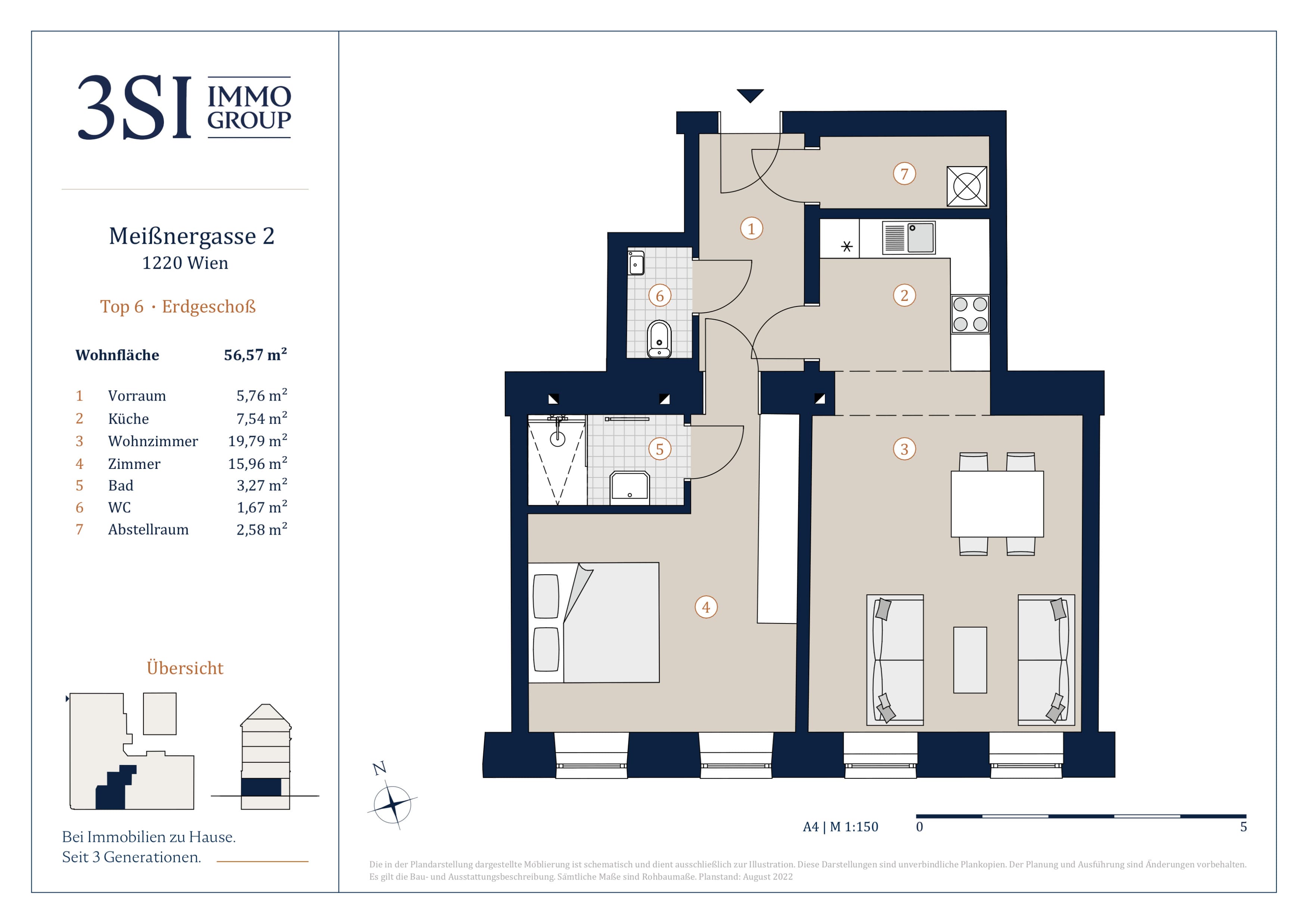 Grundriss Top 6 — Two Souls — 2 Zimmer — 56,6 m² — Ground floor — S