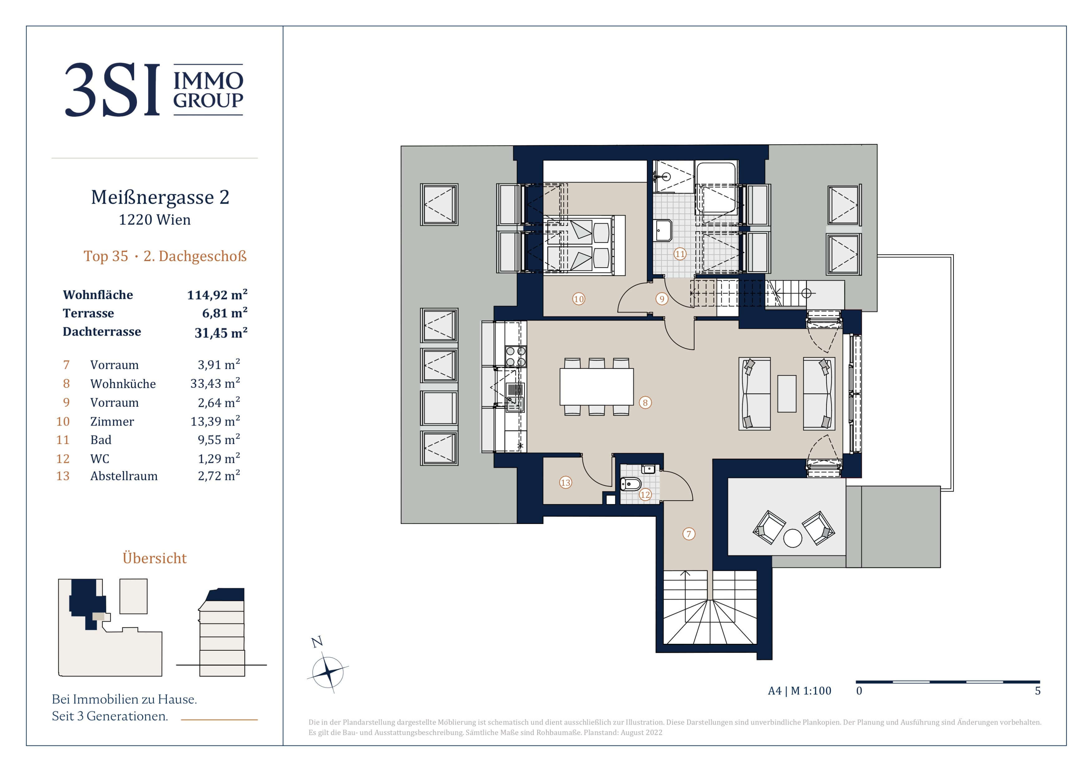 Grundriss Top 35 — Two Souls — 4 Zimmer — 114,9 m² — 1st attic floor / 2nd attic floor — Grundriss 2/3