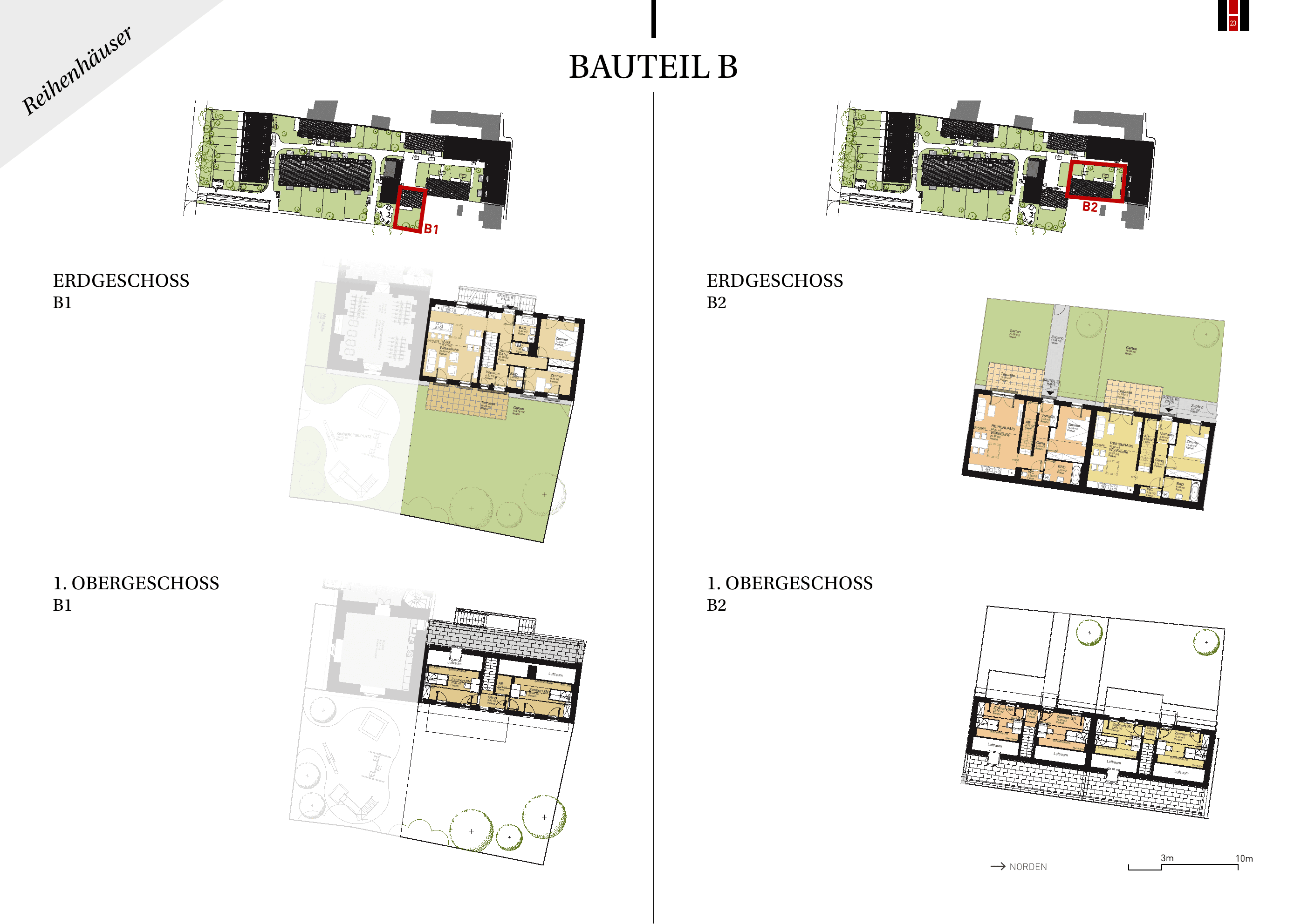 Grundriss Top C-RH-08 — UNTERLAA 151 Houses (UNTERLAA GARDENS) — 4 Zimmer — 121,4 m² — Ground floor — Grundriss 2/3