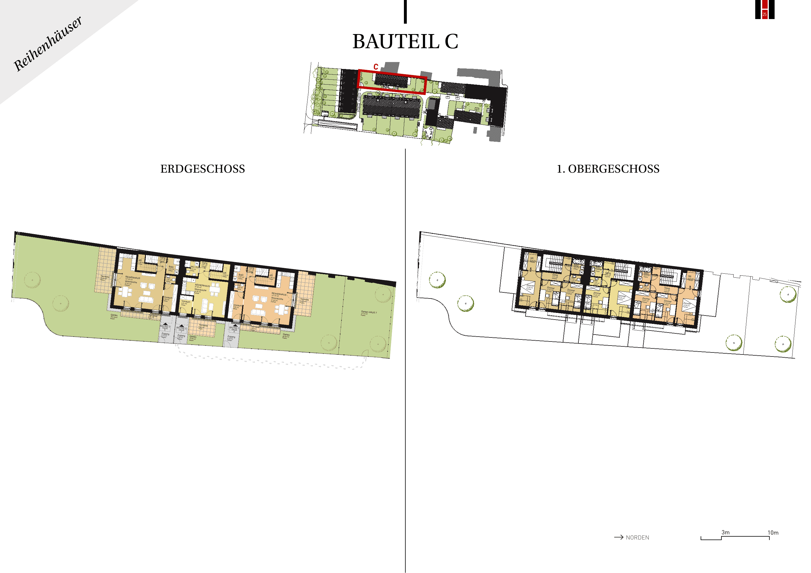 Grundriss Top C-RH-08 — UNTERLAA 151 Houses (UNTERLAA GARDENS) — 4 Zimmer — 121,4 m² — Ground floor — Grundriss 3/3