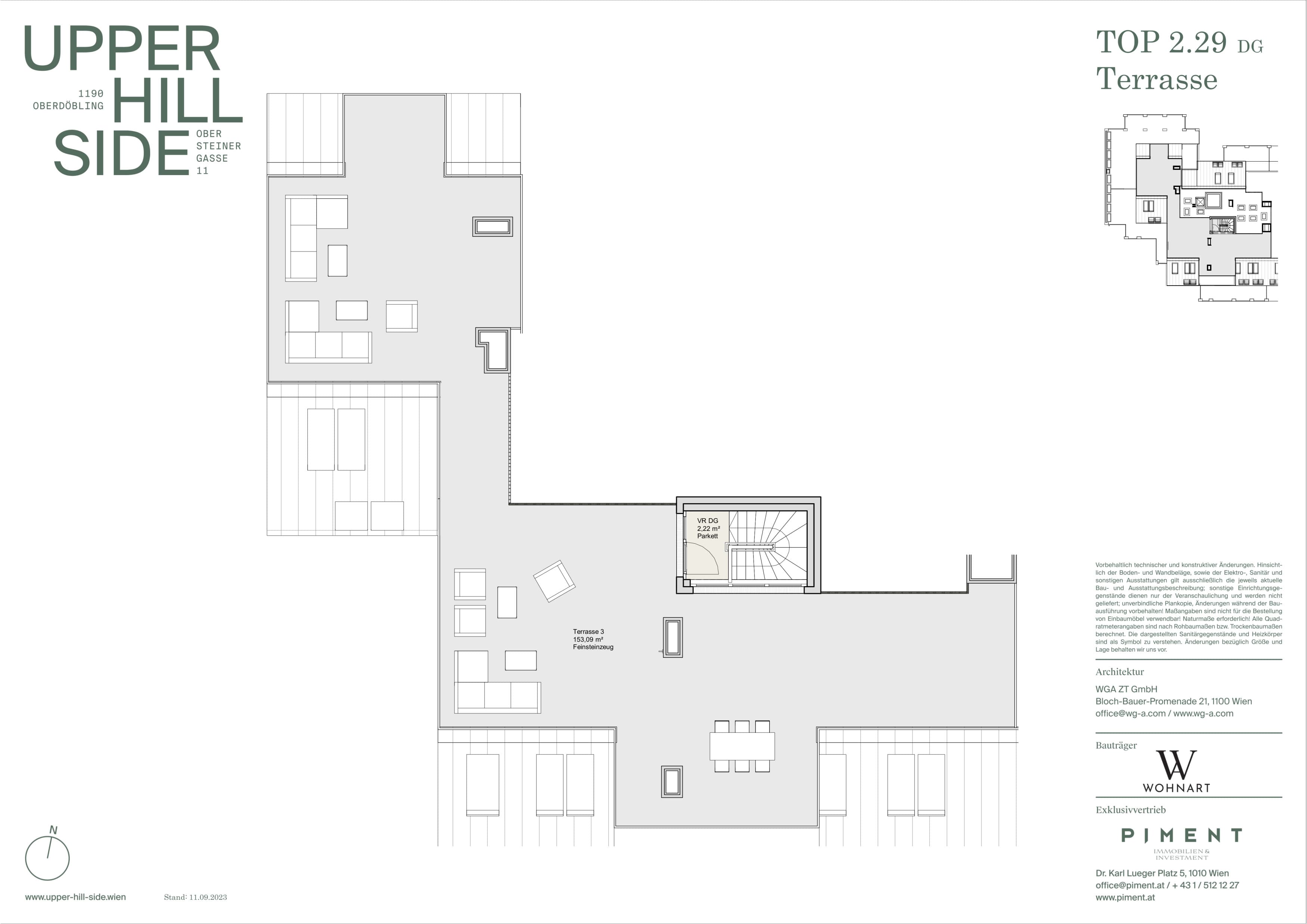Grundriss Top 2.29 — Upper Hill Side — 5 Zimmer — 187,7 m² — 2nd attic floor — Terrasse — Grundriss 2/2