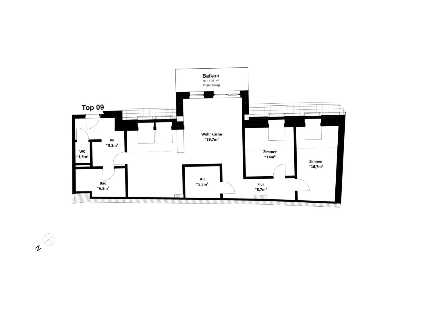 Grundriss Top 09 — Vicus Nucum — 4 Zimmer — 102 m² — Attic floor