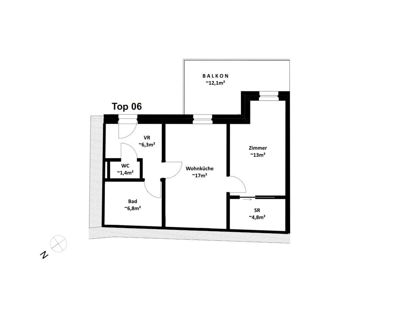 Grundriss Top 06 — Vicus Nucum — 2 Zimmer — 49 m²