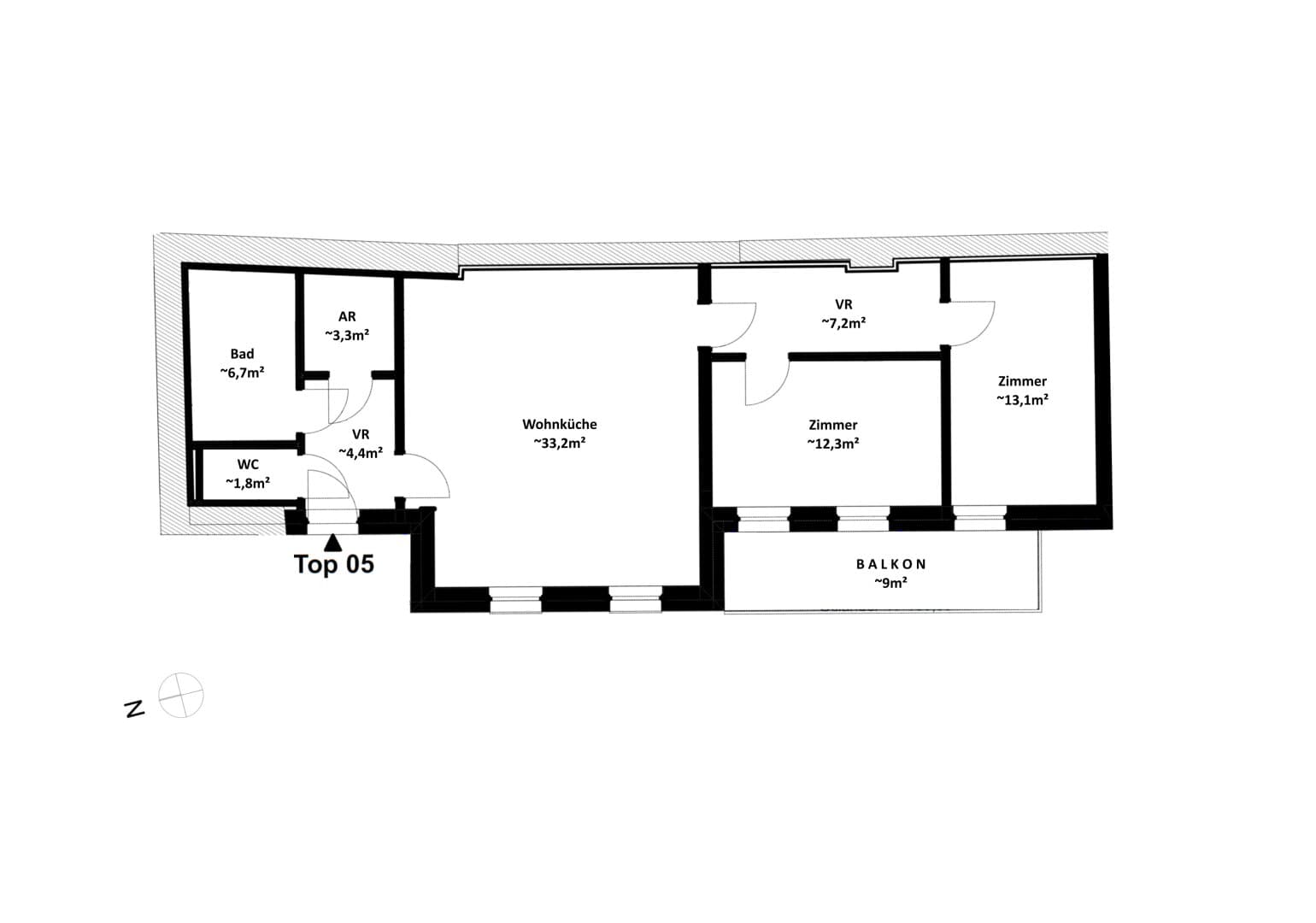 Grundriss Top 05 — Vicus Nucum — 3 Zimmer — 82 m²