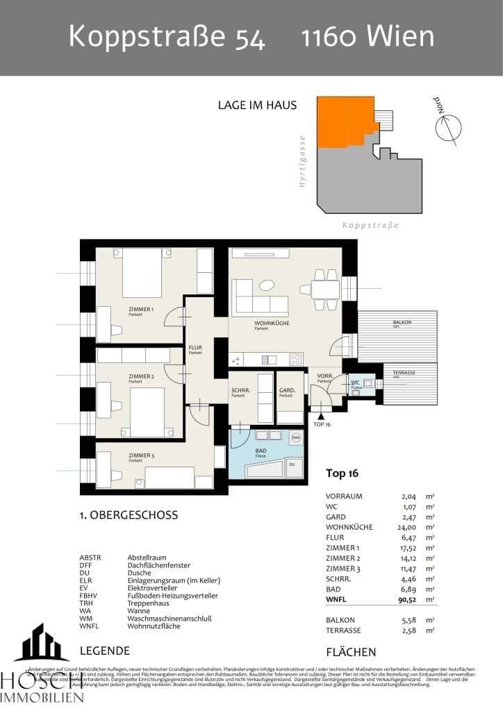 Grundriss Top 16 — Vienna Calling — 4 Zimmer — 91 m² — 1st floor