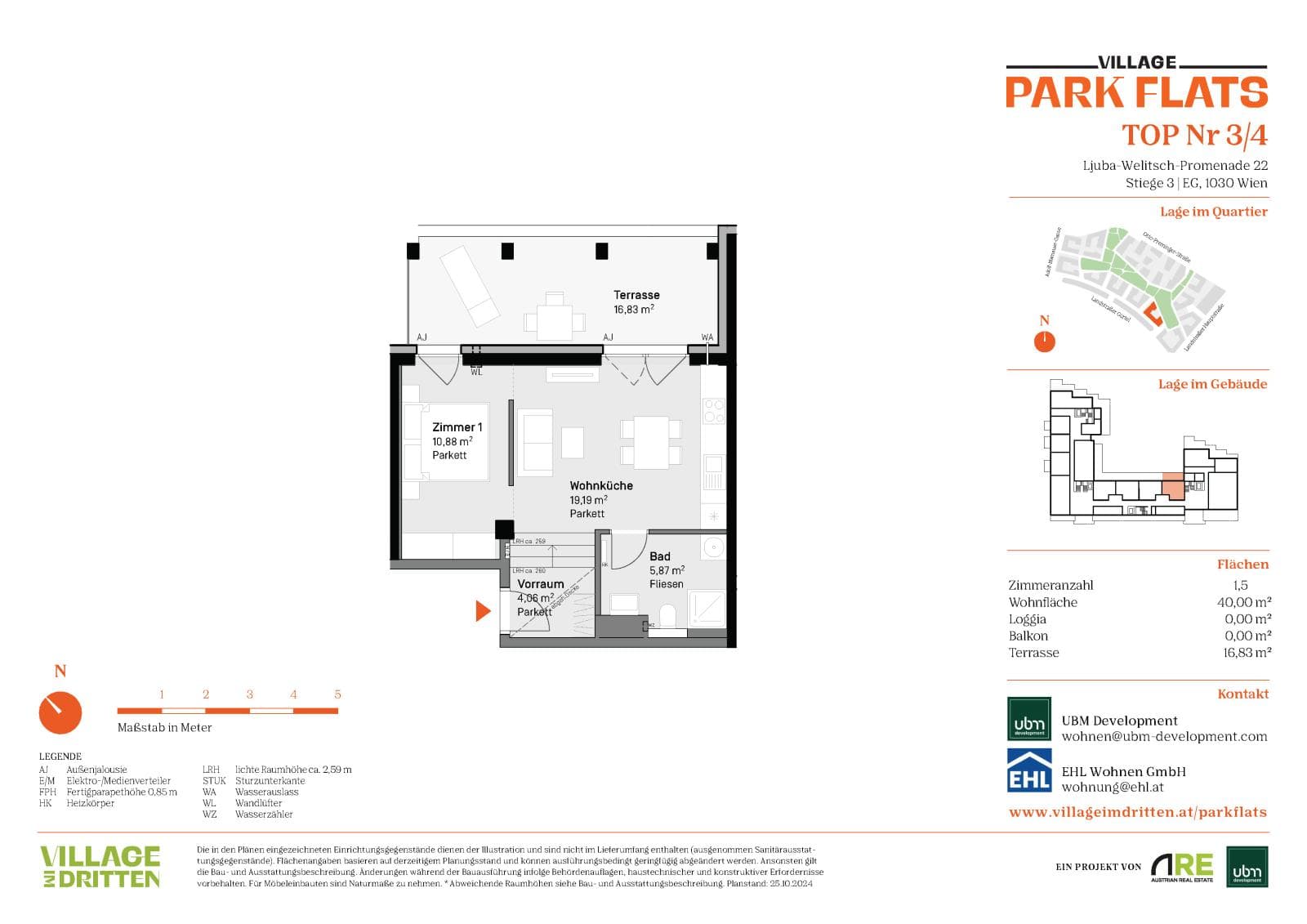 Grundriss BF5 Stg. 3 - Top 04 — Village im Dritten — 1.5 Zimmer — 40 m² — Ground floor