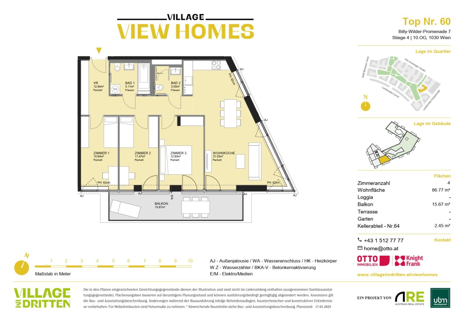 Grundriss BF2 Stg. 4 - Top 60 — Village im Dritten — 4 Zimmer — 86,8 m² — Attic floor