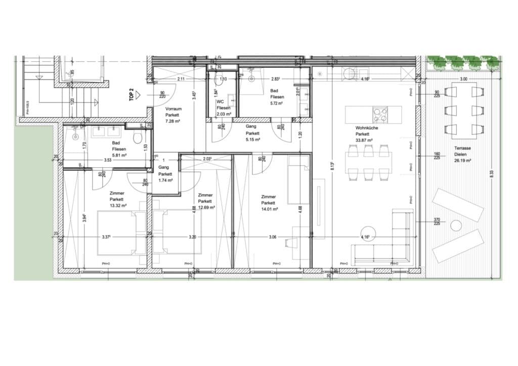 Grundriss Top 2 — Vilnea Twelve — 4 Zimmer — 178 m² — Ground floor — Grundriss 2/2