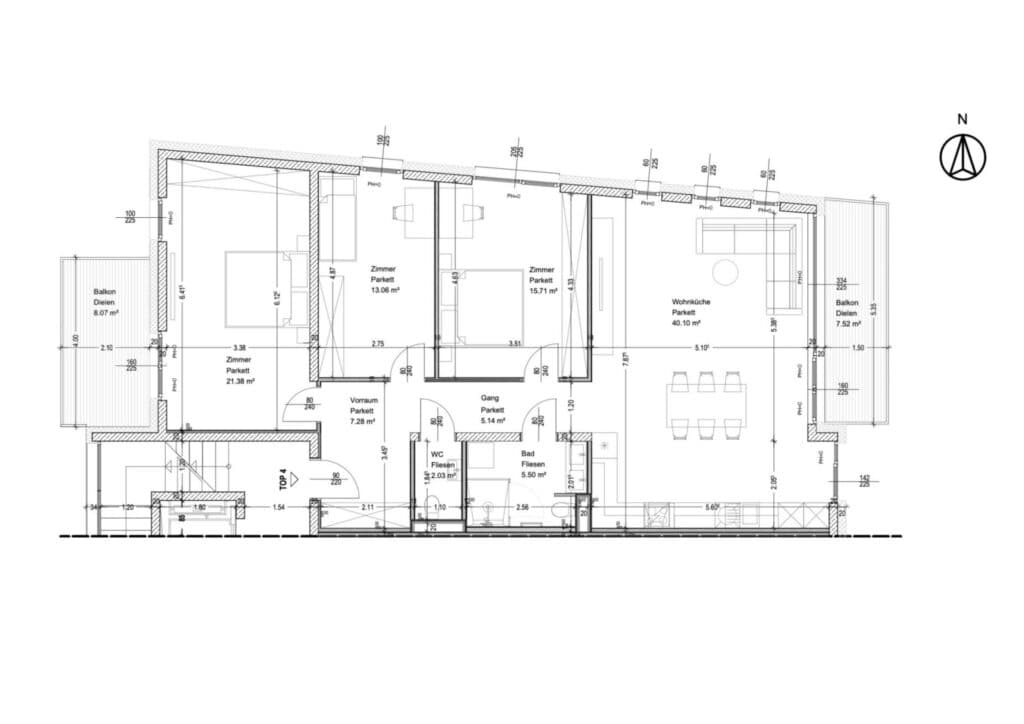 Grundriss Top 4 — Vilnea Twelve — 4 Zimmer — 114 m² — 1st floor — Grundriss 2/2