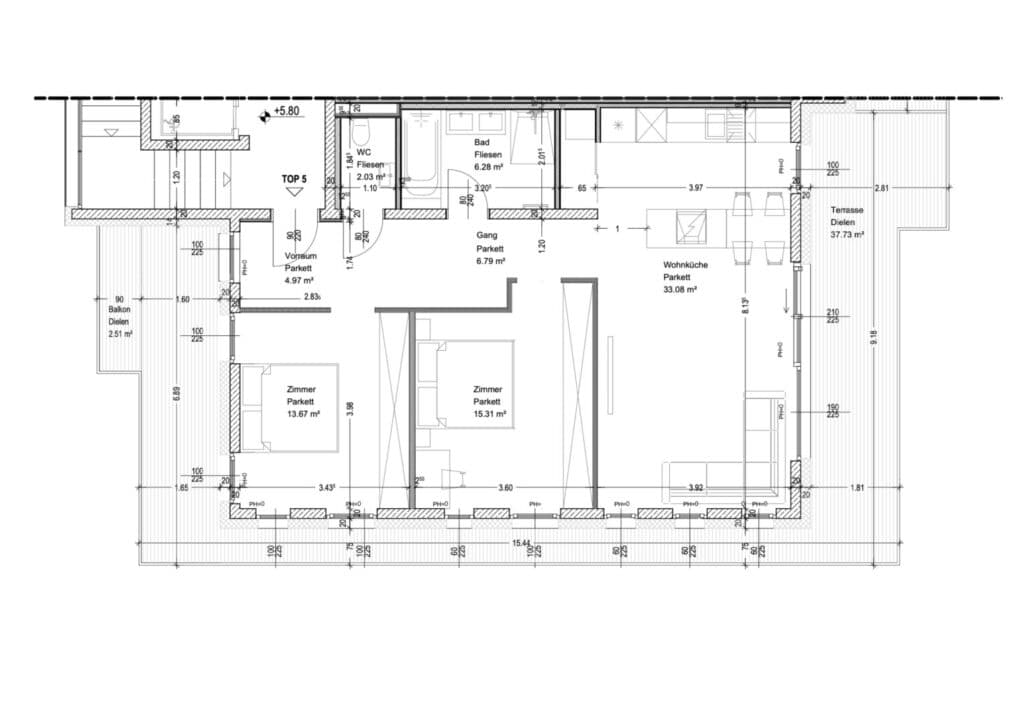 Grundriss Top 5 — Vilnea Twelve — 4 Zimmer — 120 m² — 2nd floor — Grundriss 1/2
