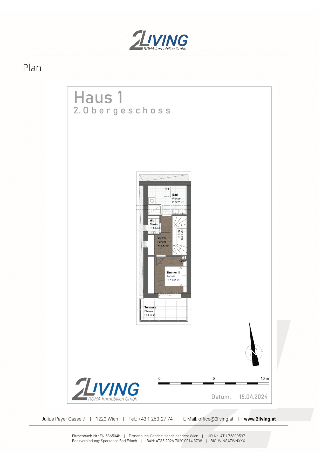 Grundriss Top 1 — Vindobona Living — 4 Zimmer — 116 m² — Ground floor / 1st floor / 2nd floor — Süd — Grundriss 3/3