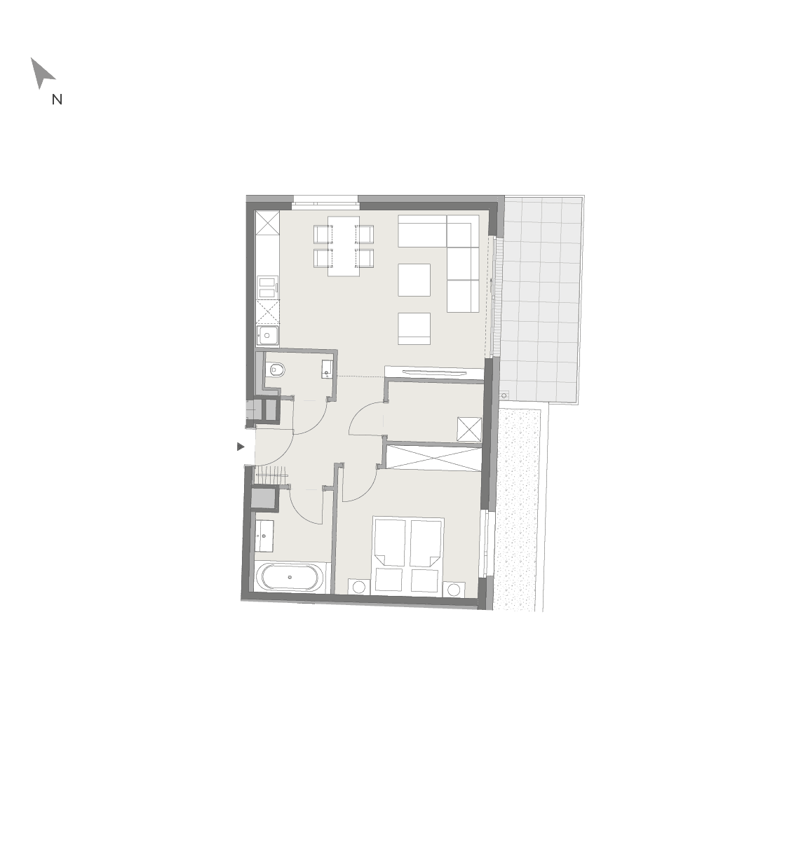Grundriss Top 12 — Viva Hetzendorf — 2 Zimmer — 53 m² — Attic floor — Balkon