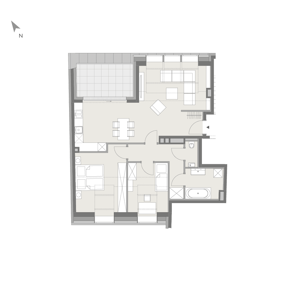 Grundriss Top 14 — Viva Hetzendorf — 3 Zimmer — 79 m² — Attic floor — Terrasse