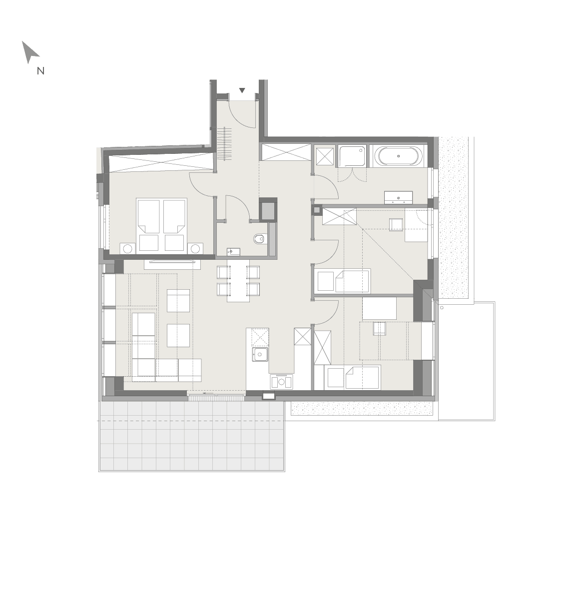 Grundriss Top 13 — Viva Hetzendorf — 4 Zimmer — 91 m² — Attic floor — Balkon